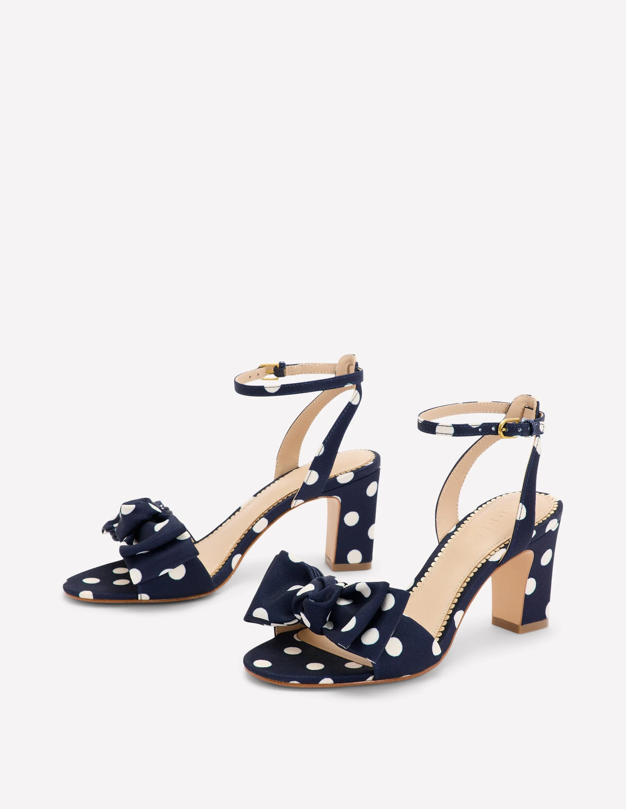 Absatzsandalen mit Schleife-Marineblau und Ecru Punkte - Image 3