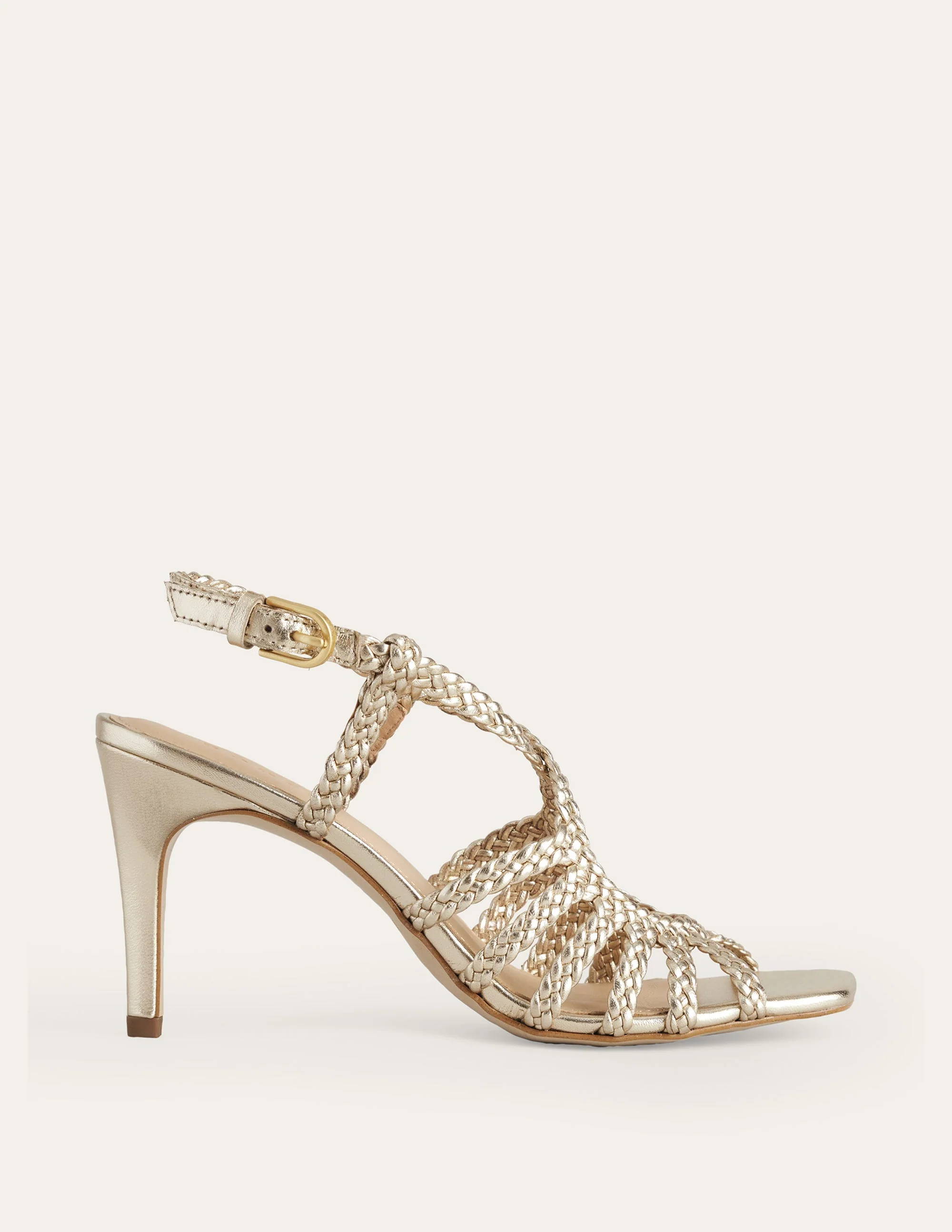 Absatzsandalen mit Webriemen-Gold - Image 2
