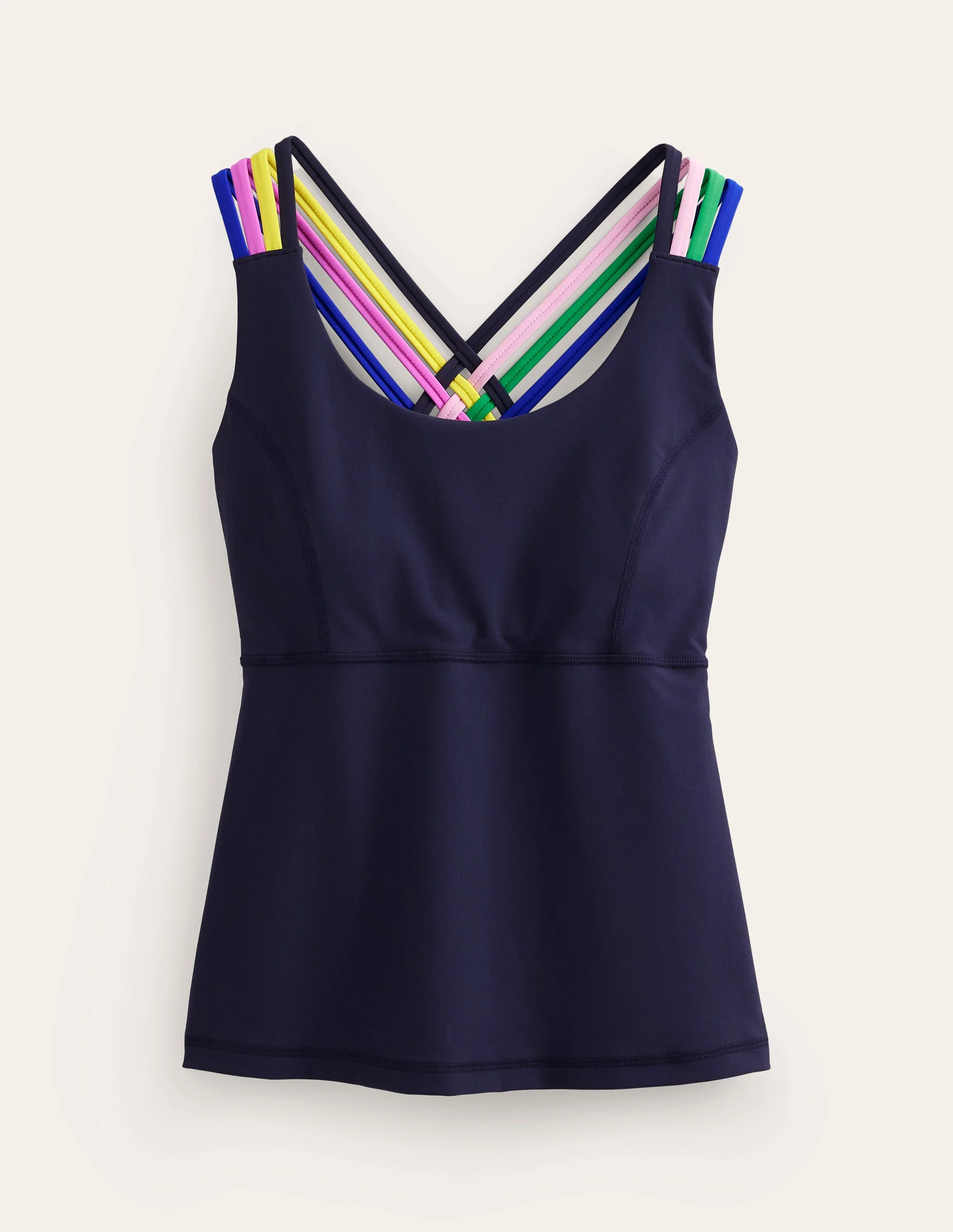 Active-Tanktop mit überkreuzten Trägern am Rücken-Marineblau, Bunt - Image 5