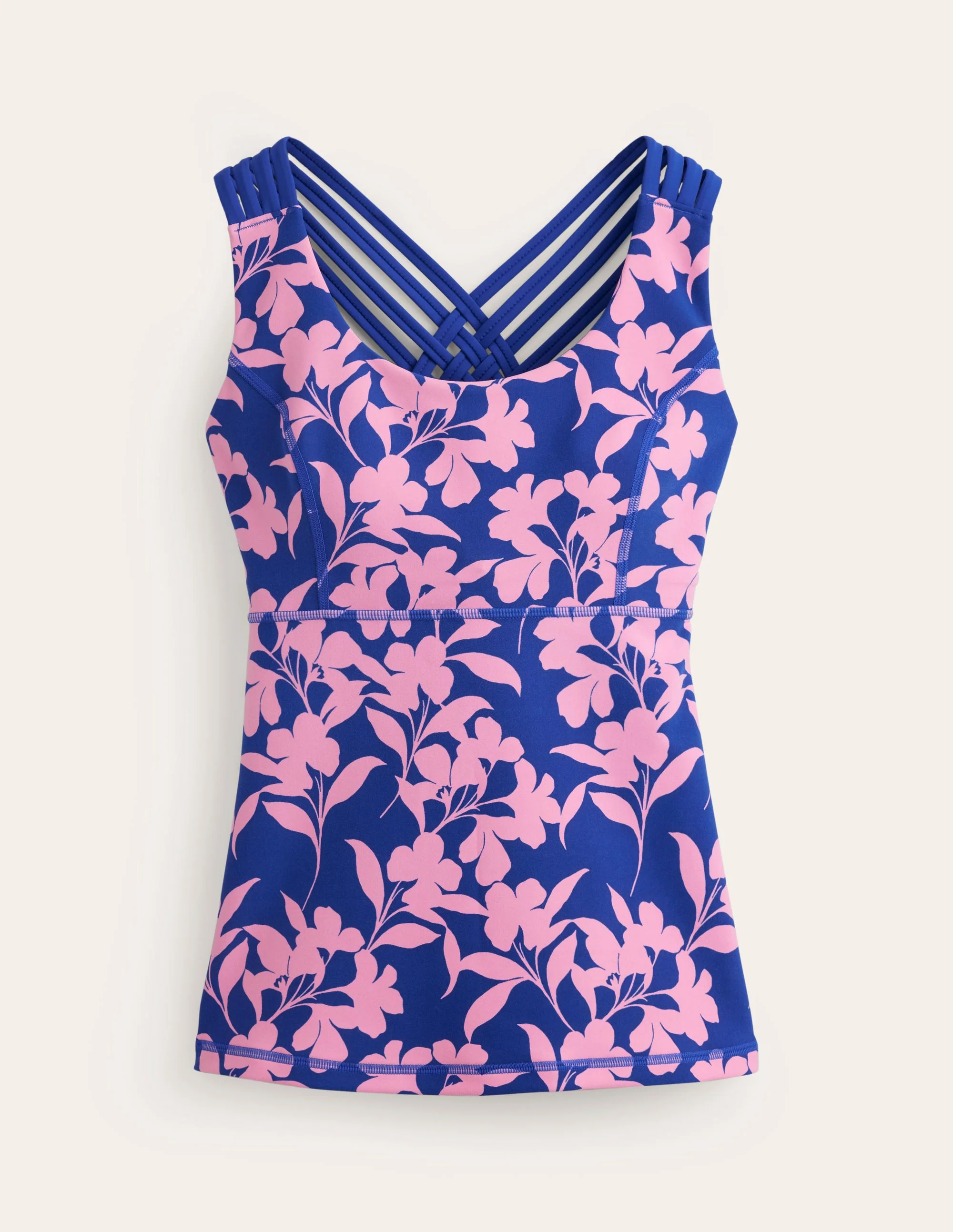 Active-Tanktop mit überkreuzten Trägern am Rücken-Rosa, Silhouette Blüte - Image 5