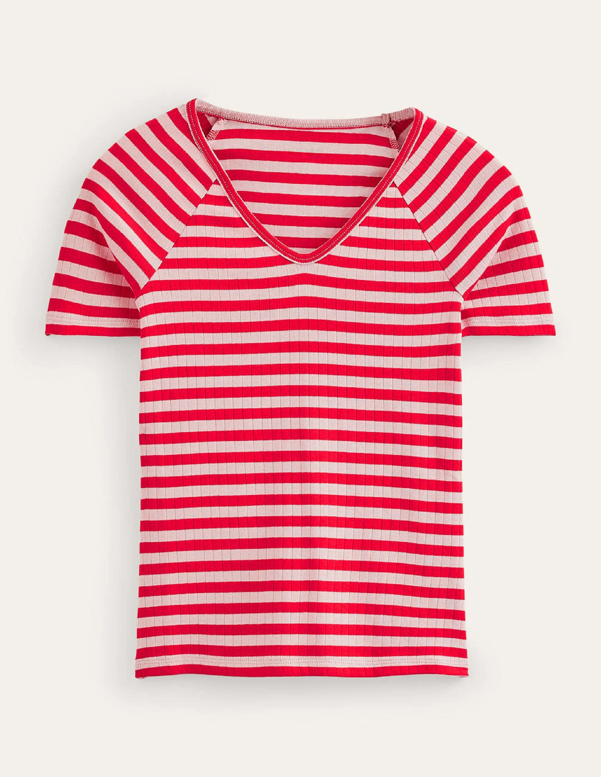 Ada Gestreiftes T-Shirt mit Rippstruktur-Pfirsichhaut, Pepperoni Gestreift - Image 5