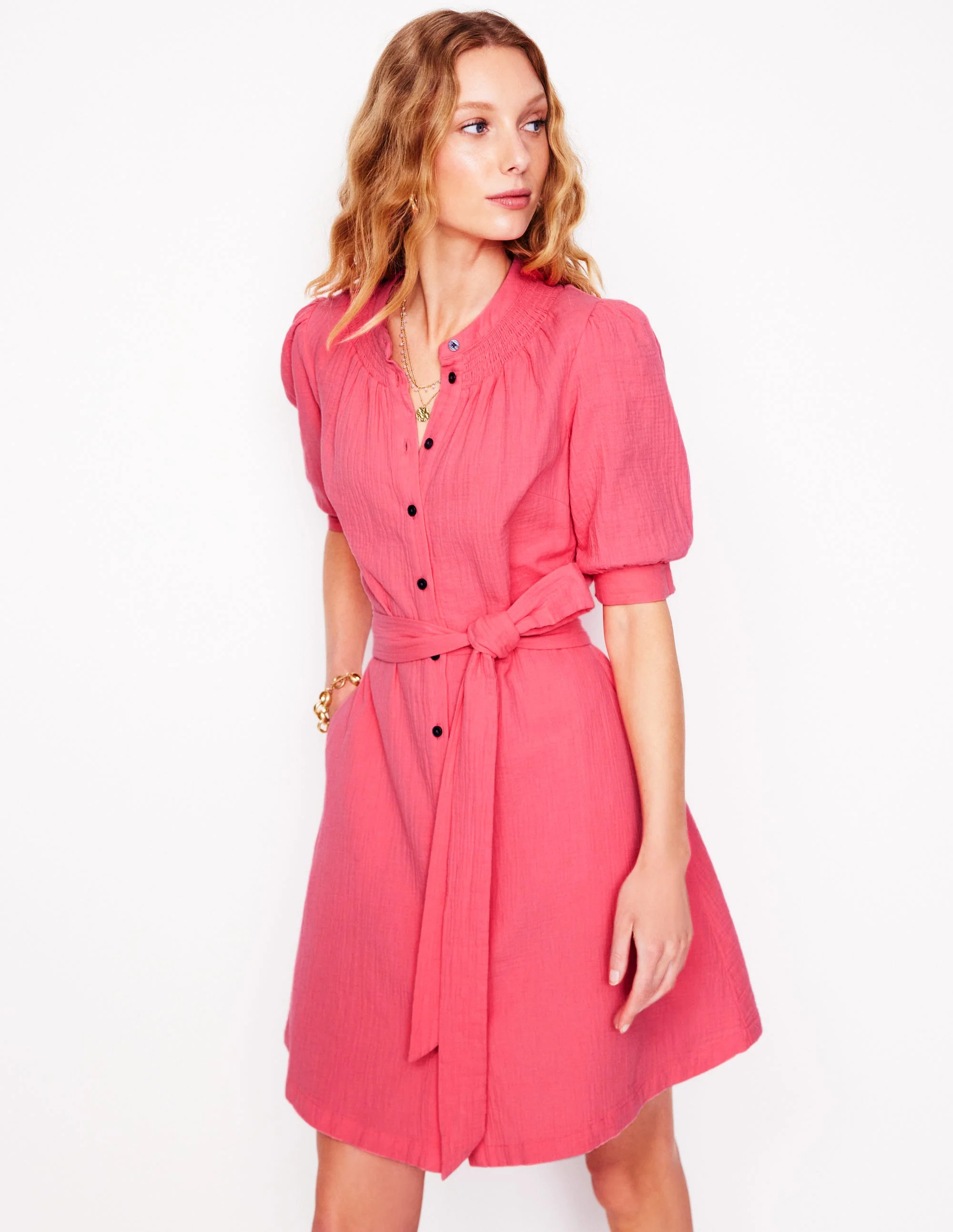 Ada Kurzes Doppeltuch-Kleid-Azalee