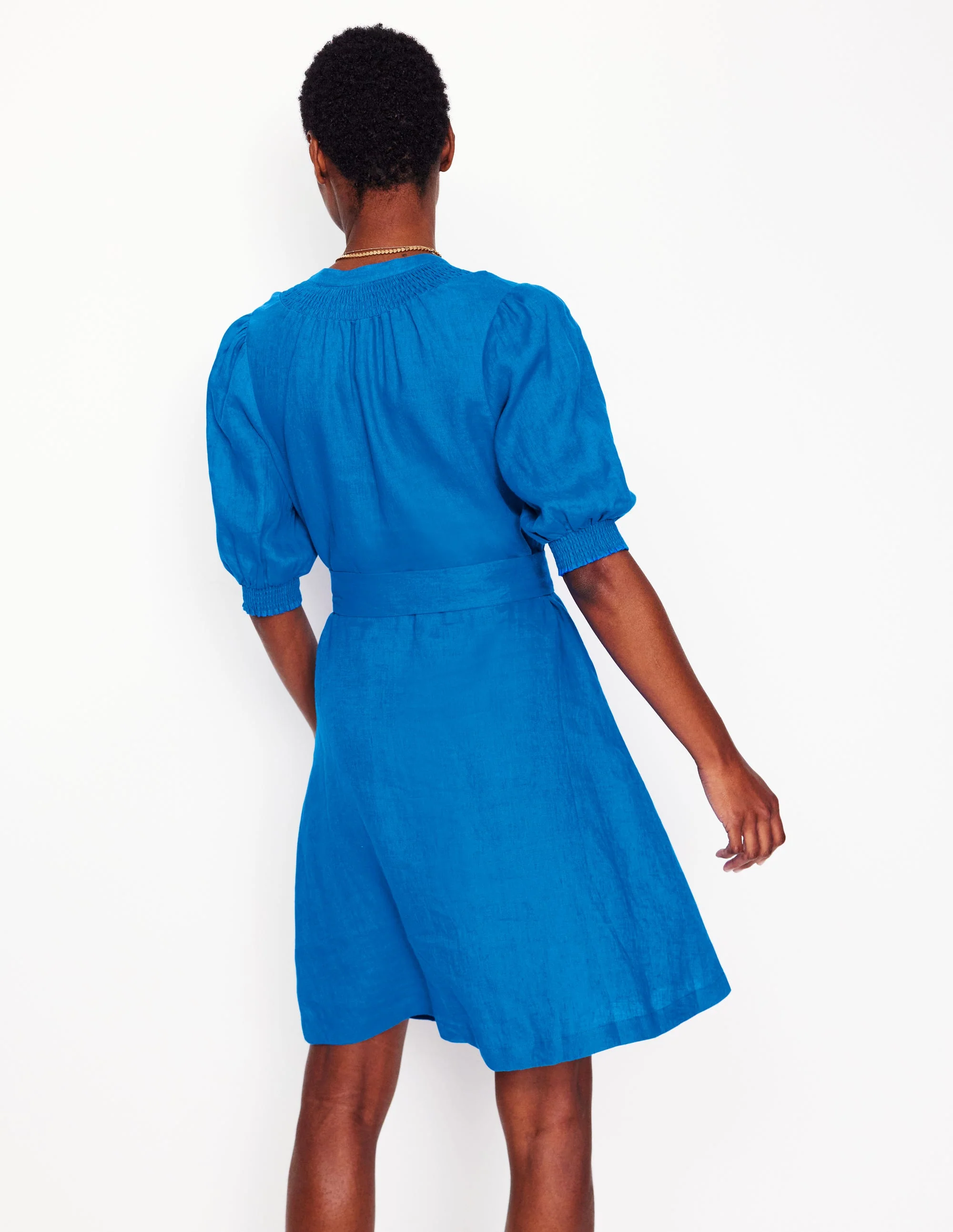 Ada Kurzes Leinenkleid-Himmelblau - Image 3