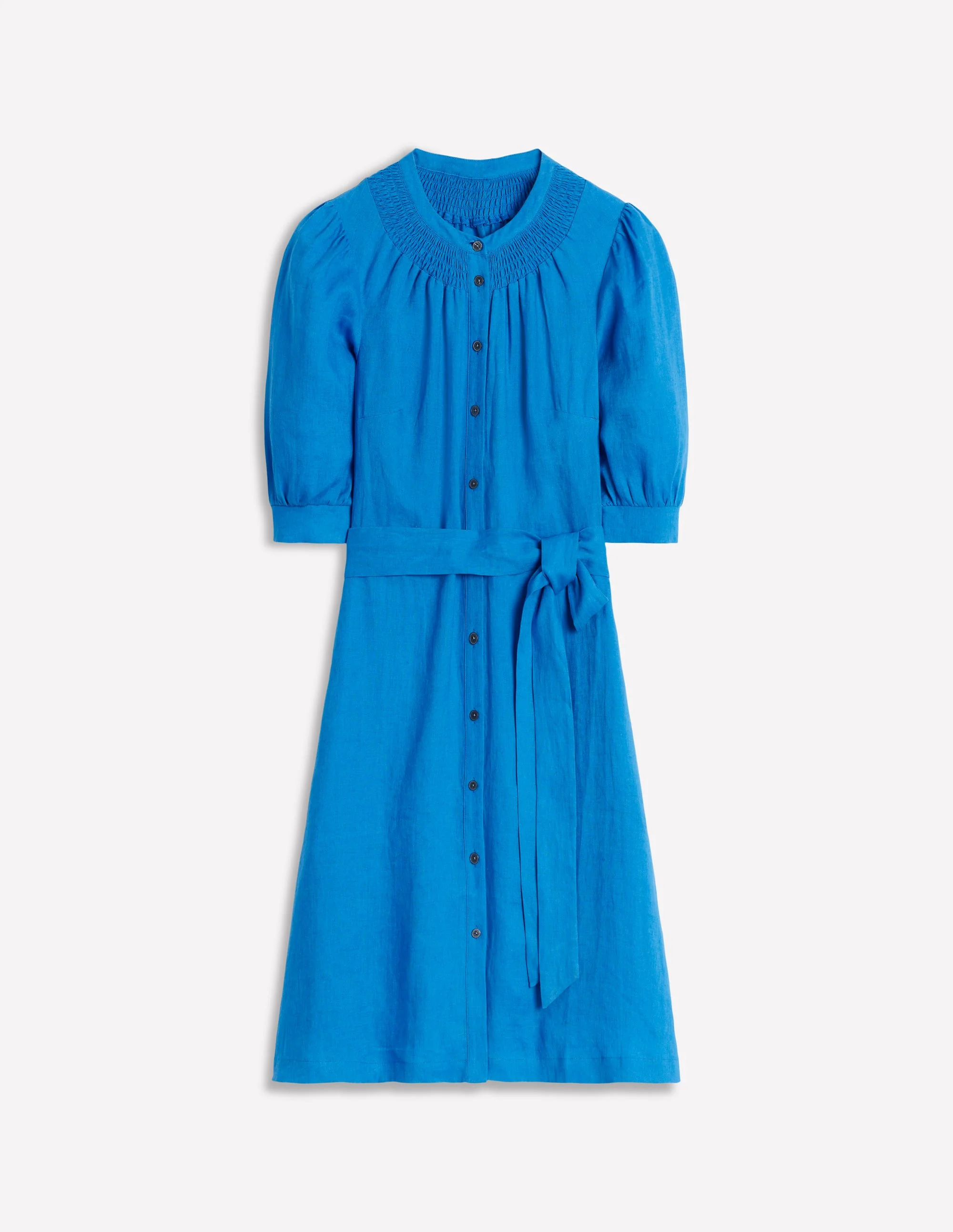 Ada Kurzes Leinenkleid-Himmelblau - Image 5