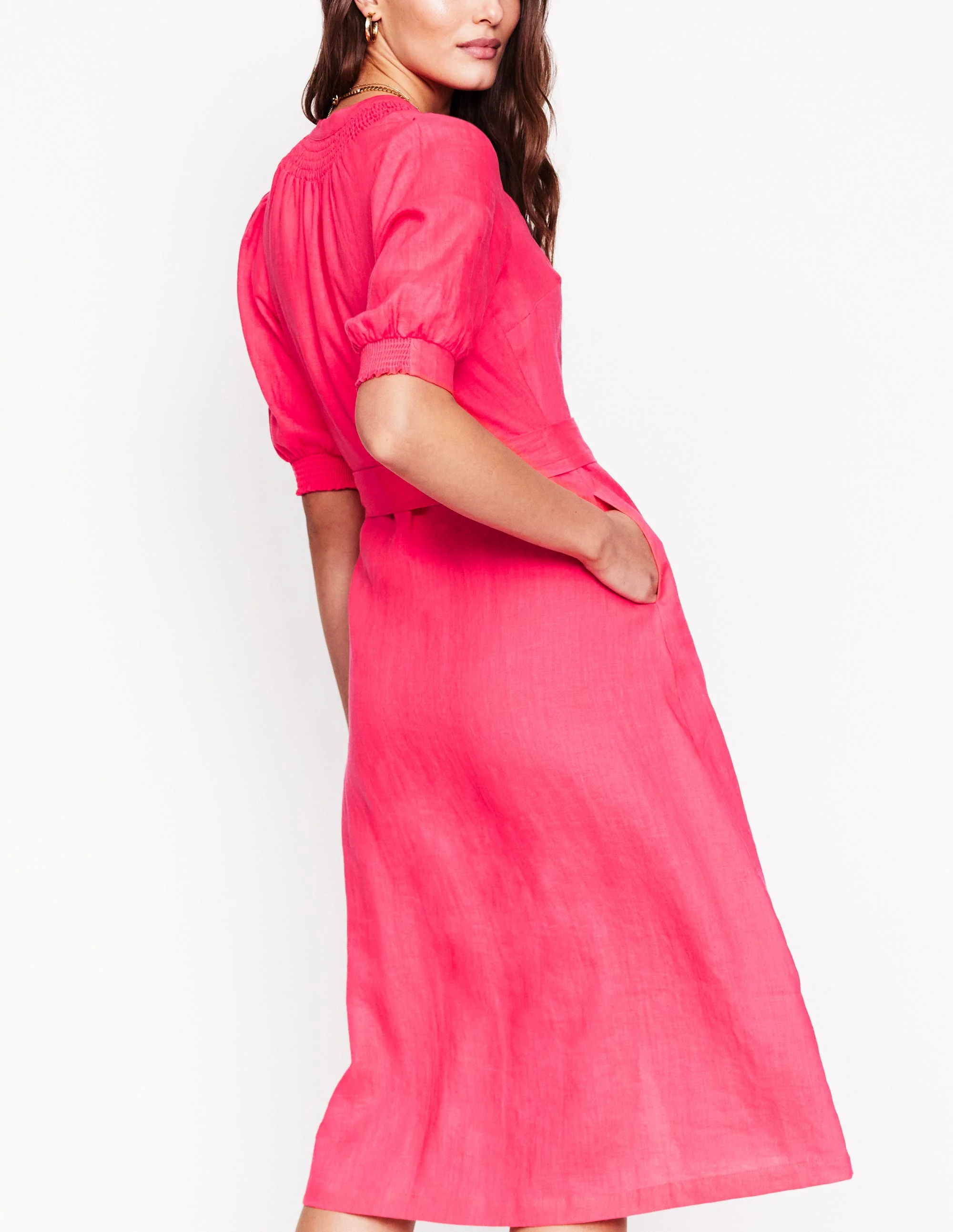 Ada Midikleid aus Leinen-Kamelienrosa - Image 4