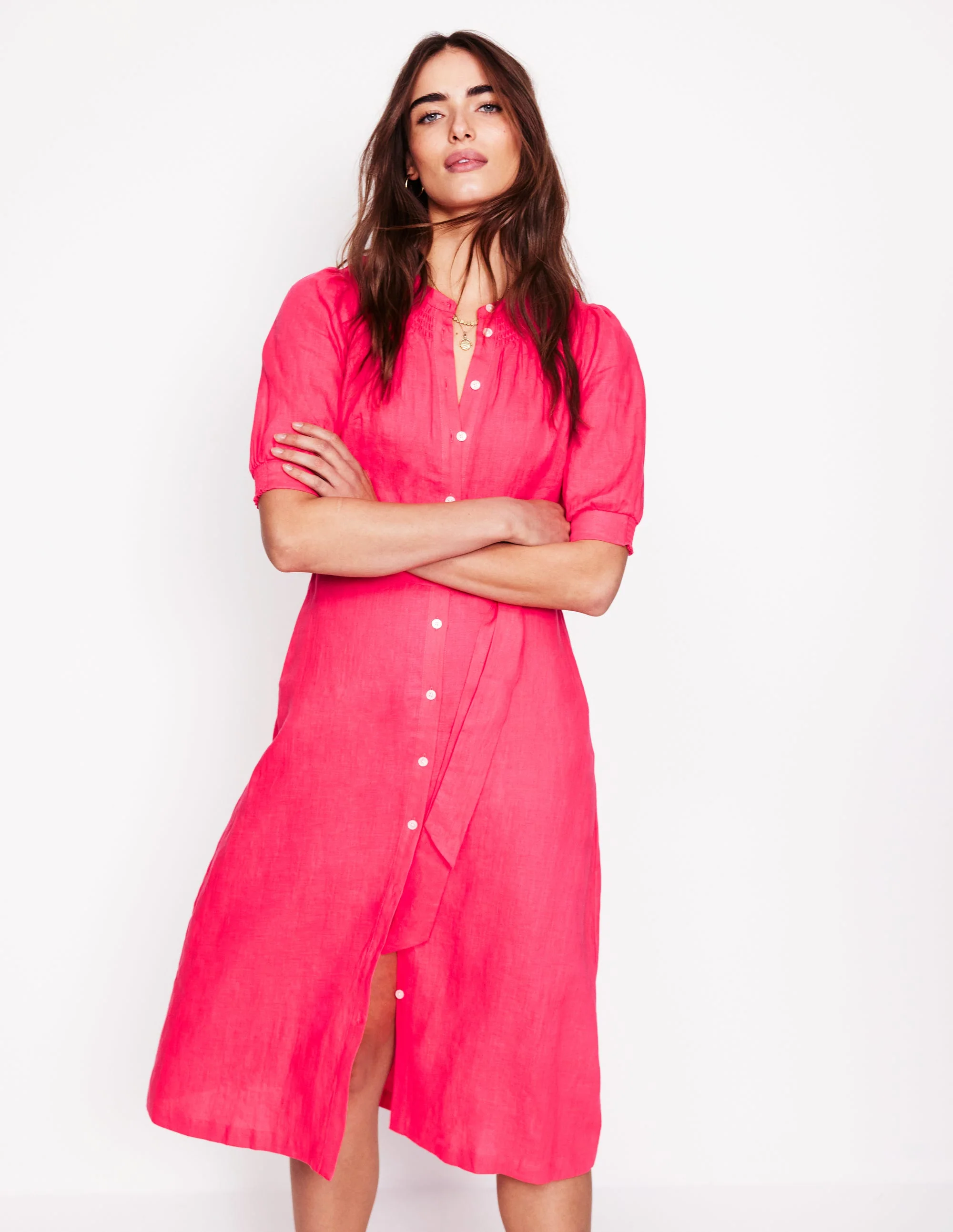 Ada Midikleid aus Leinen-Kamelienrosa - Image 5