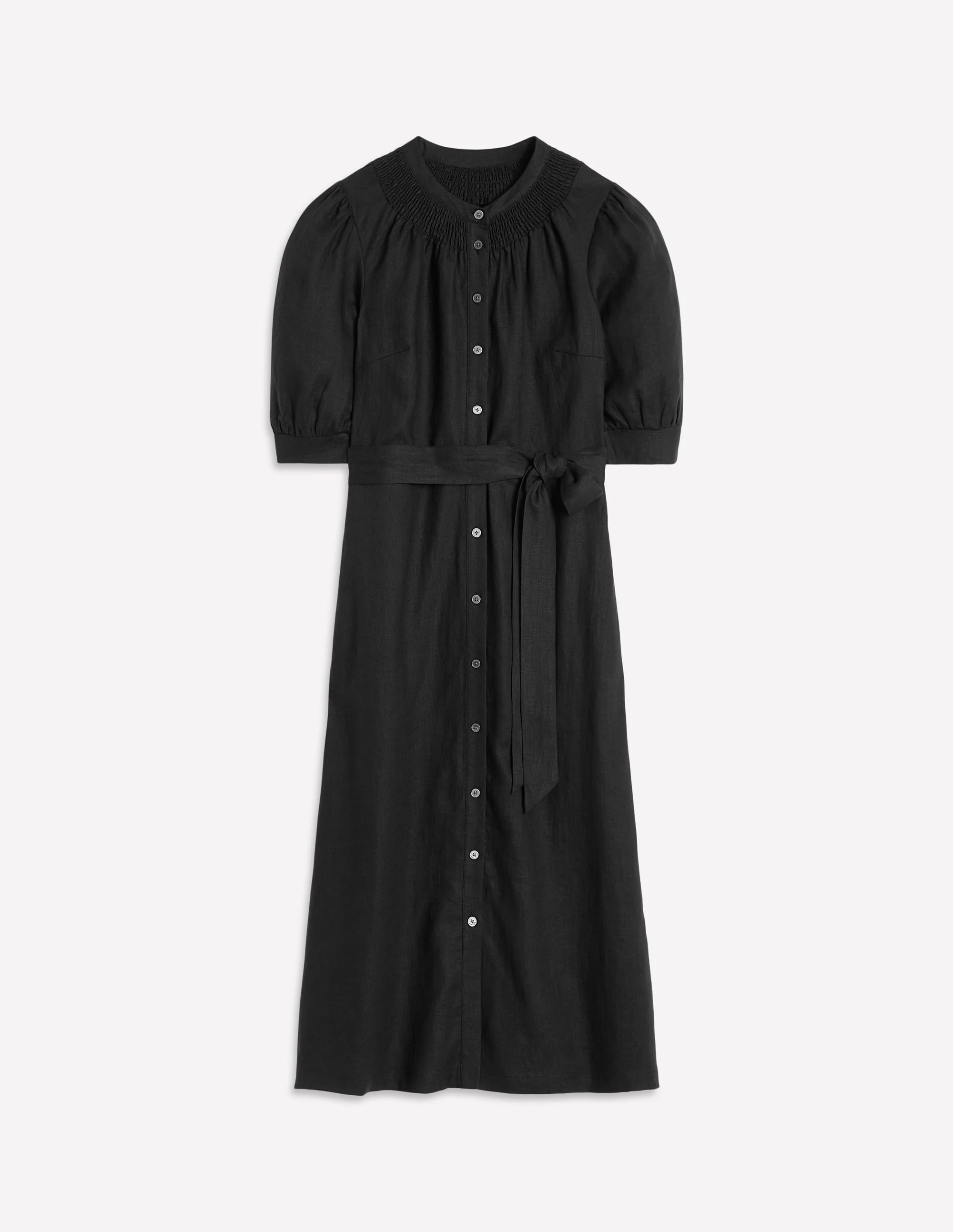 Ada Midikleid aus Leinen-Schwarz - Image 6