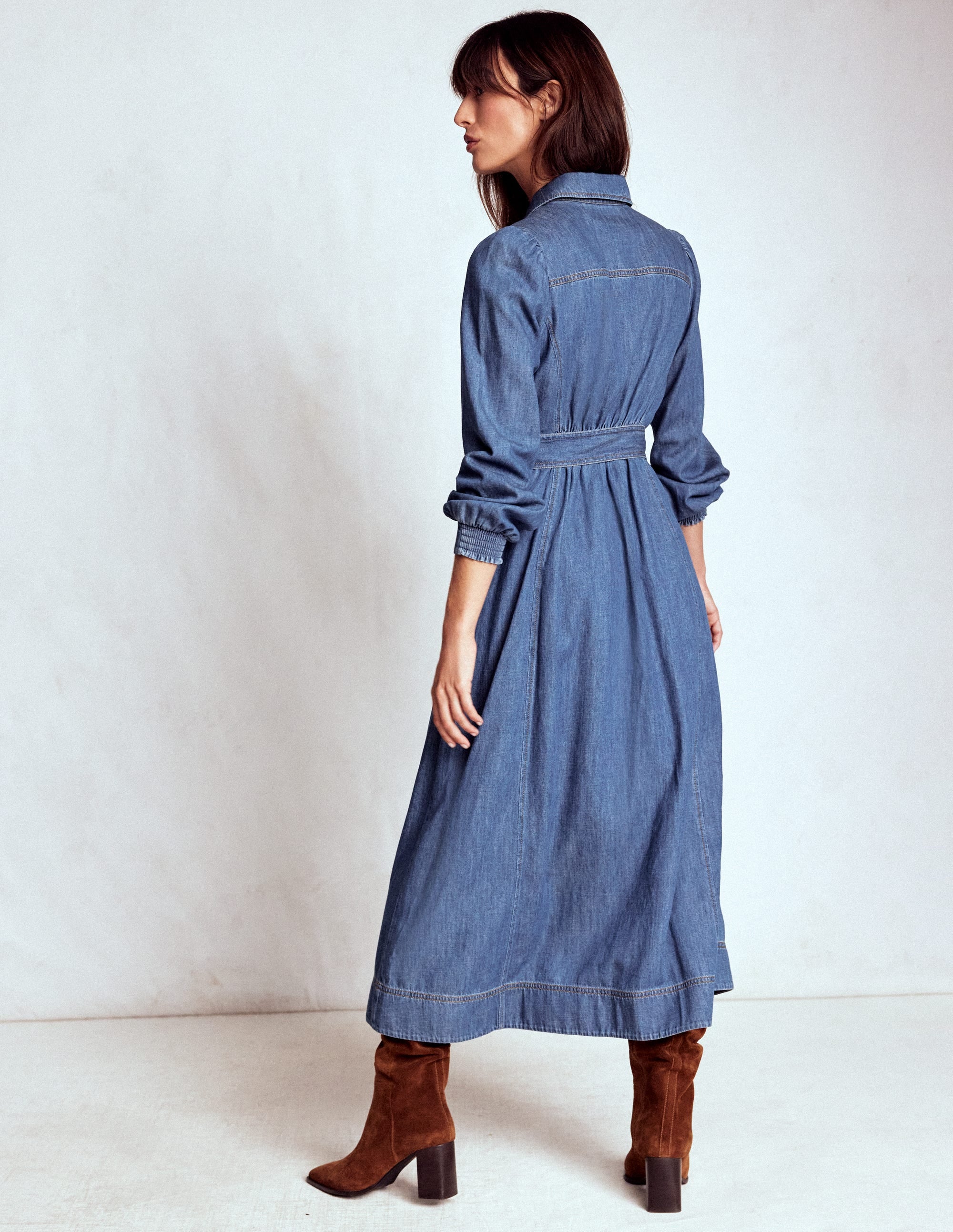 Adelaide Denim-Midikleid mit Reißverschluss-Mittlere Mischung Denim - Image 3