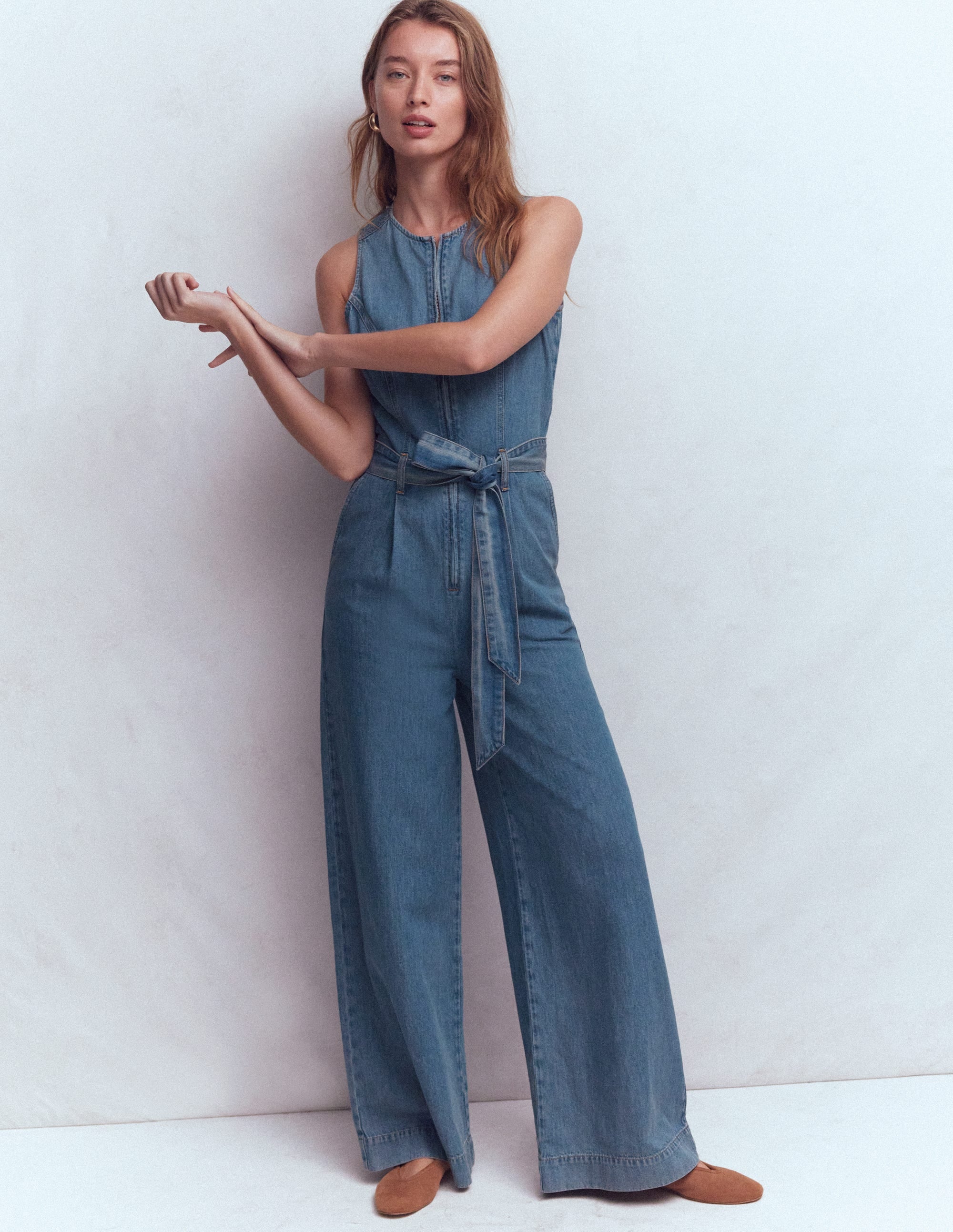Ärmelloser Jeans-Jumpsuit-Mittelblau Vintage - Image 4