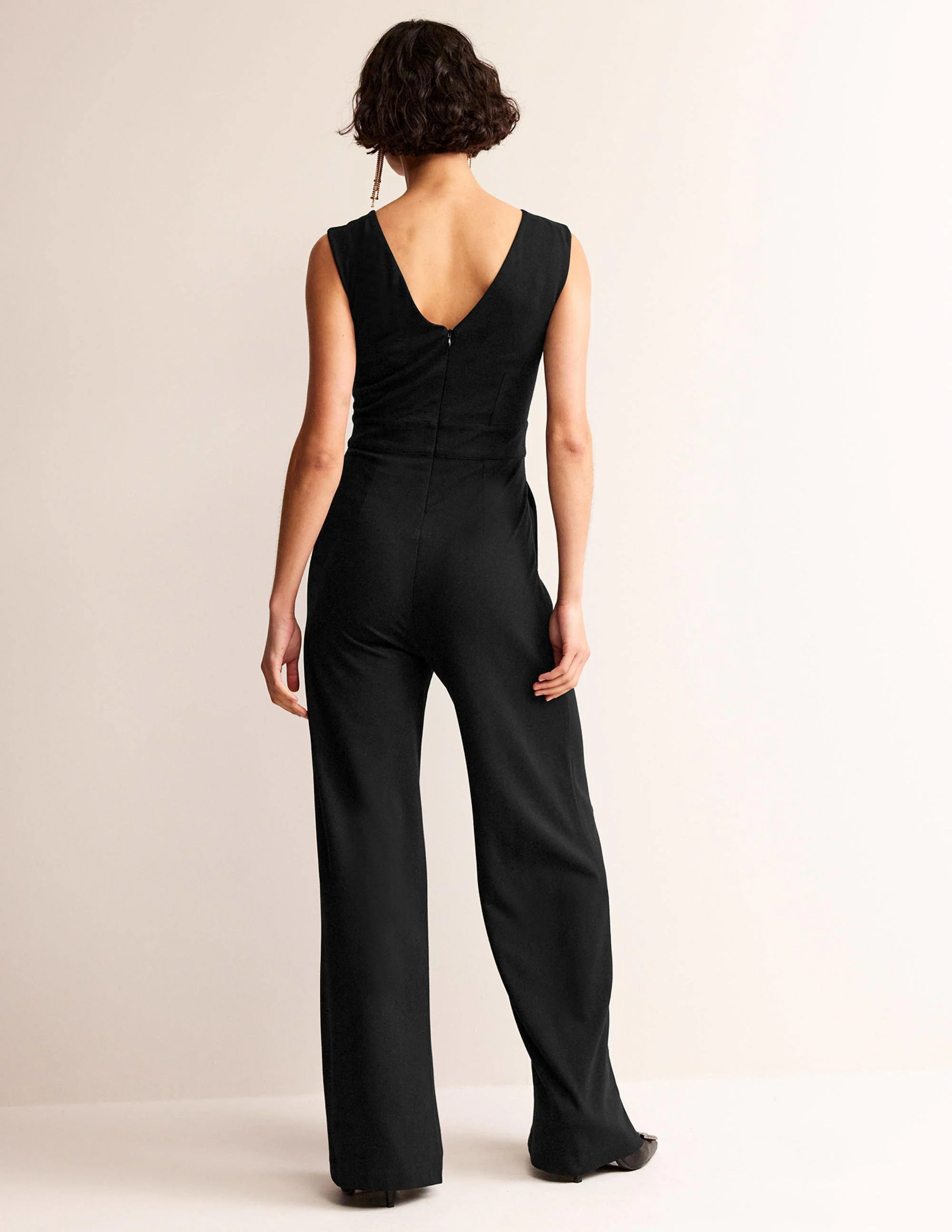 Ärmelloser Ponte-Jumpsuit-Schwarz - Image 3