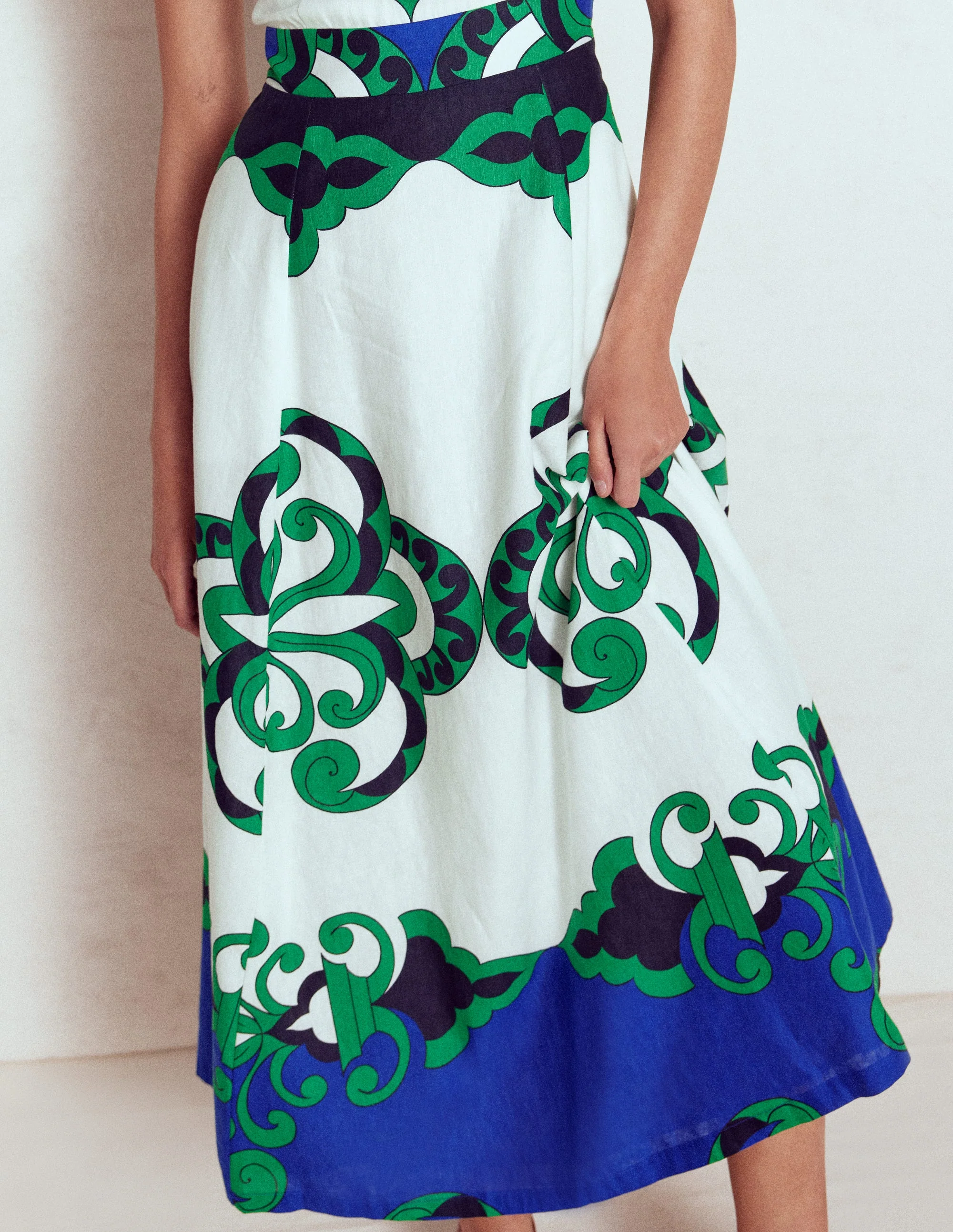 Ärmelloses Kleid aus Leinenmischgewebe-Naturweiß, Gespiegeltes Muster - Image 4
