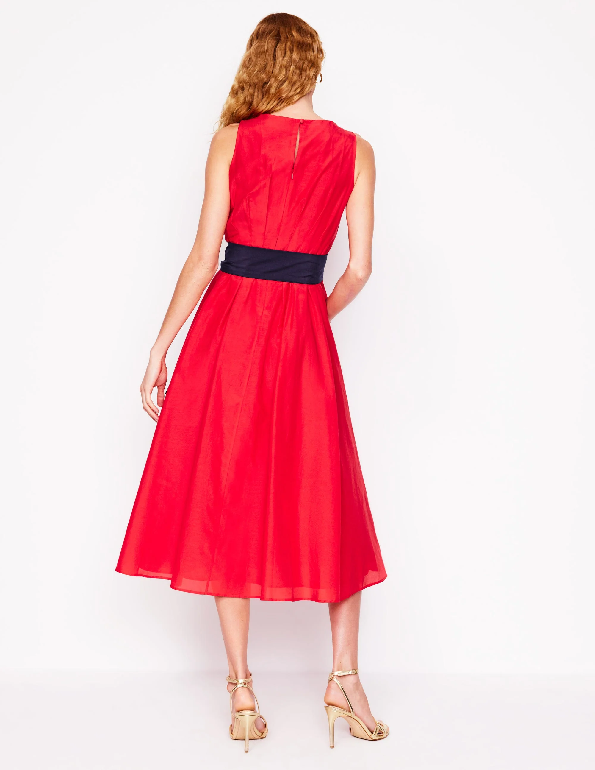 Ärmelloses Kleid mit Faltenrock-Anemone Honeycomb Spot - Image 4