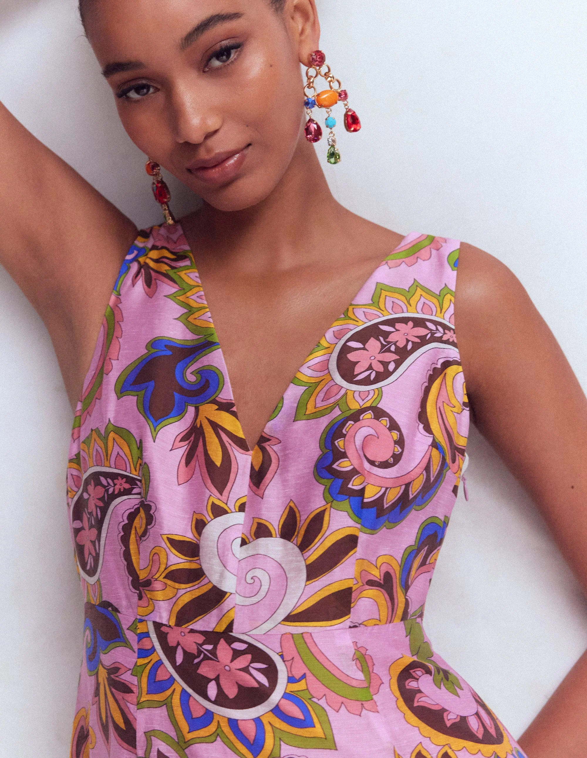 Ärmelloses Kleid mit tiefer Taille-Bunt Paisley-Ekstase - Image 3