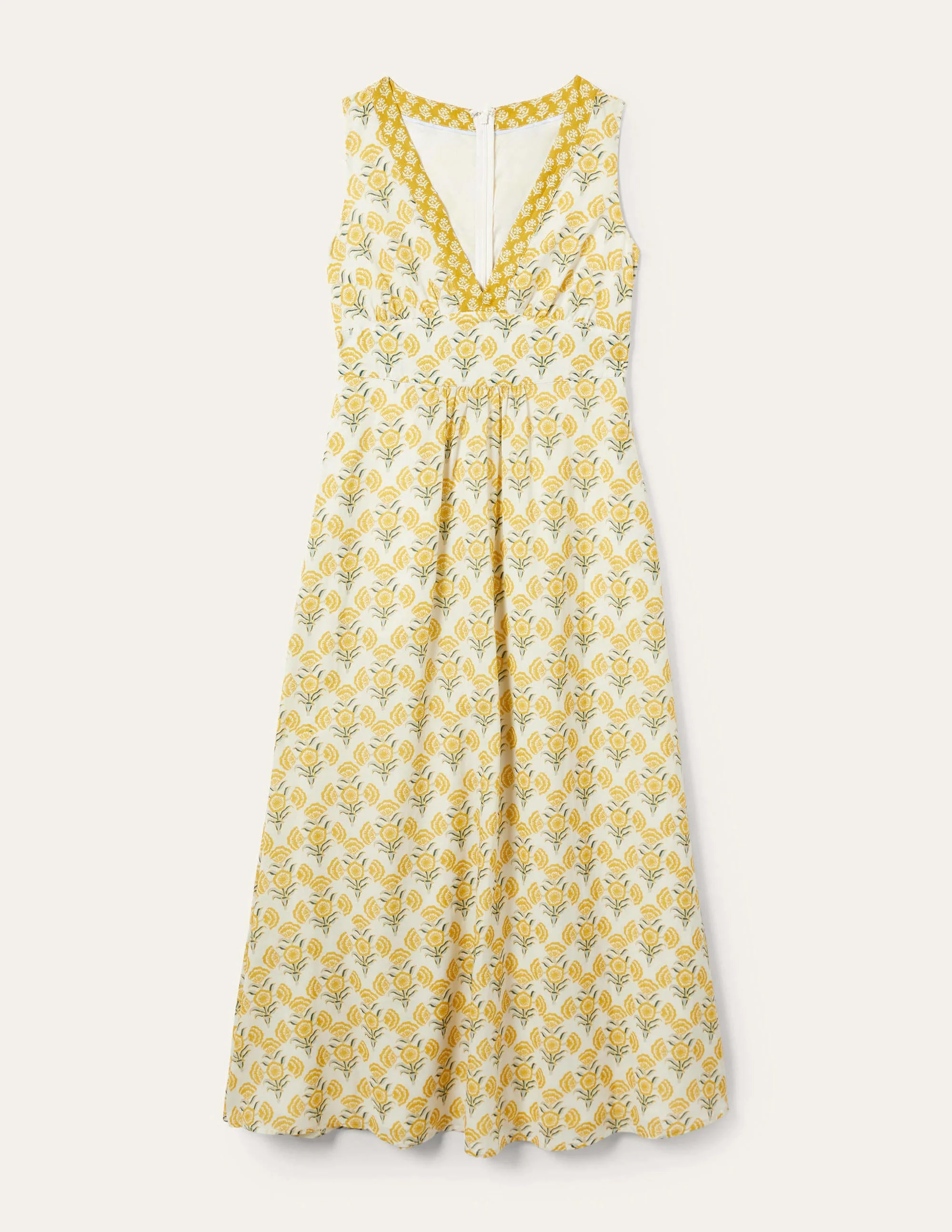Ärmelloses Maxikleid aus Baumwolle-Naturweiß, Geometrisches Blumenmuster - Image 6
