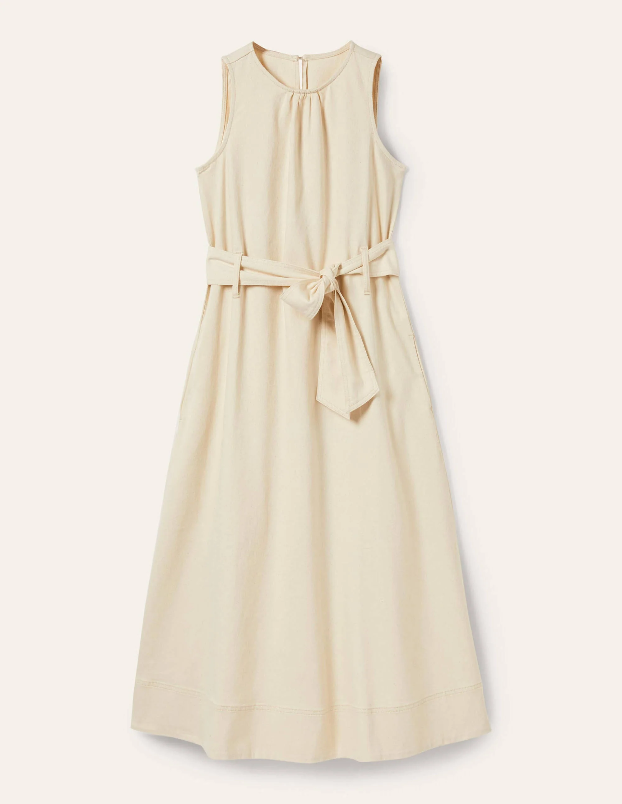 Ärmelloses Midikleid mit Gürtel-Ecru - Image 6