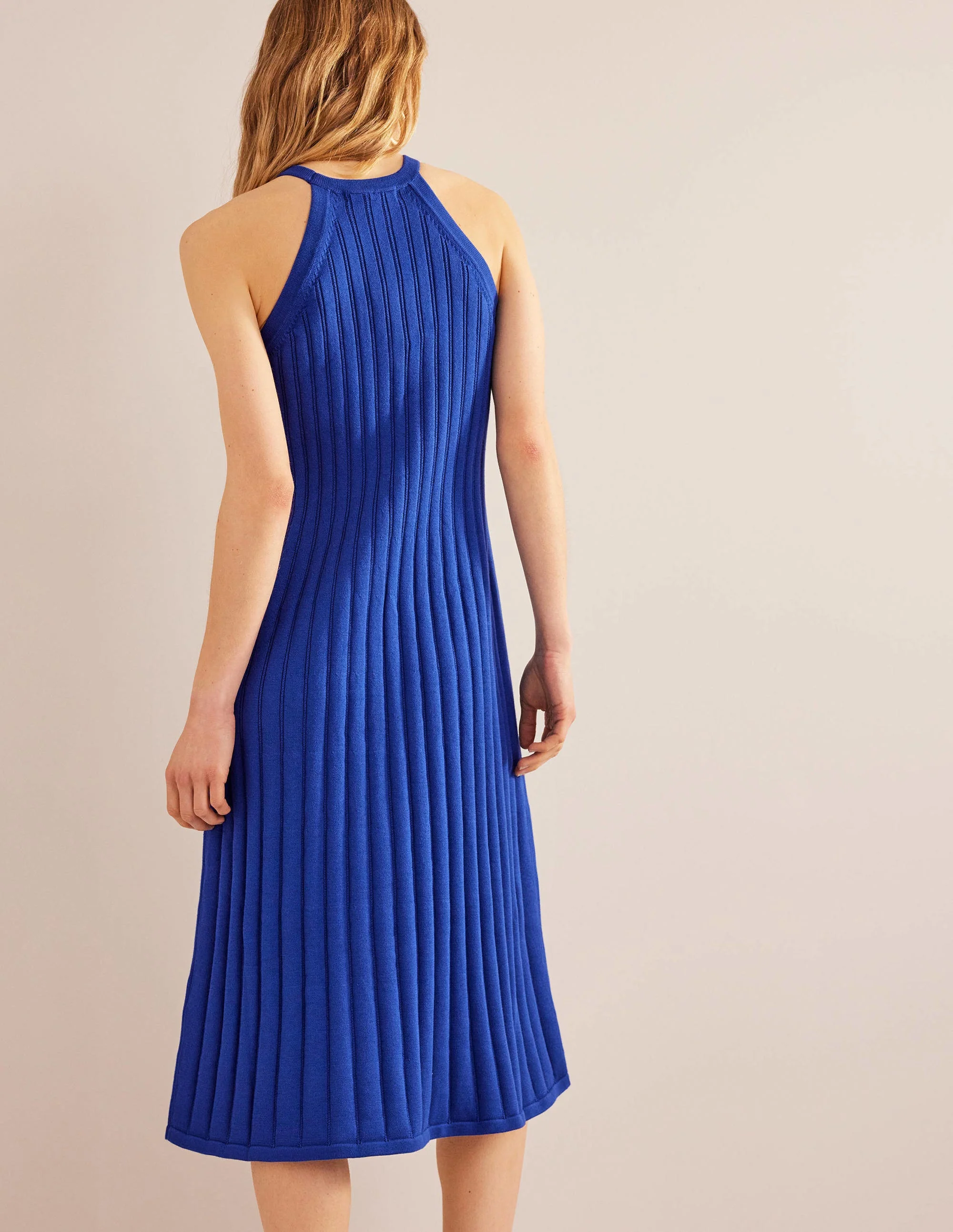 Ärmelloses Strick-Midikleid-Saphirblau - Image 3