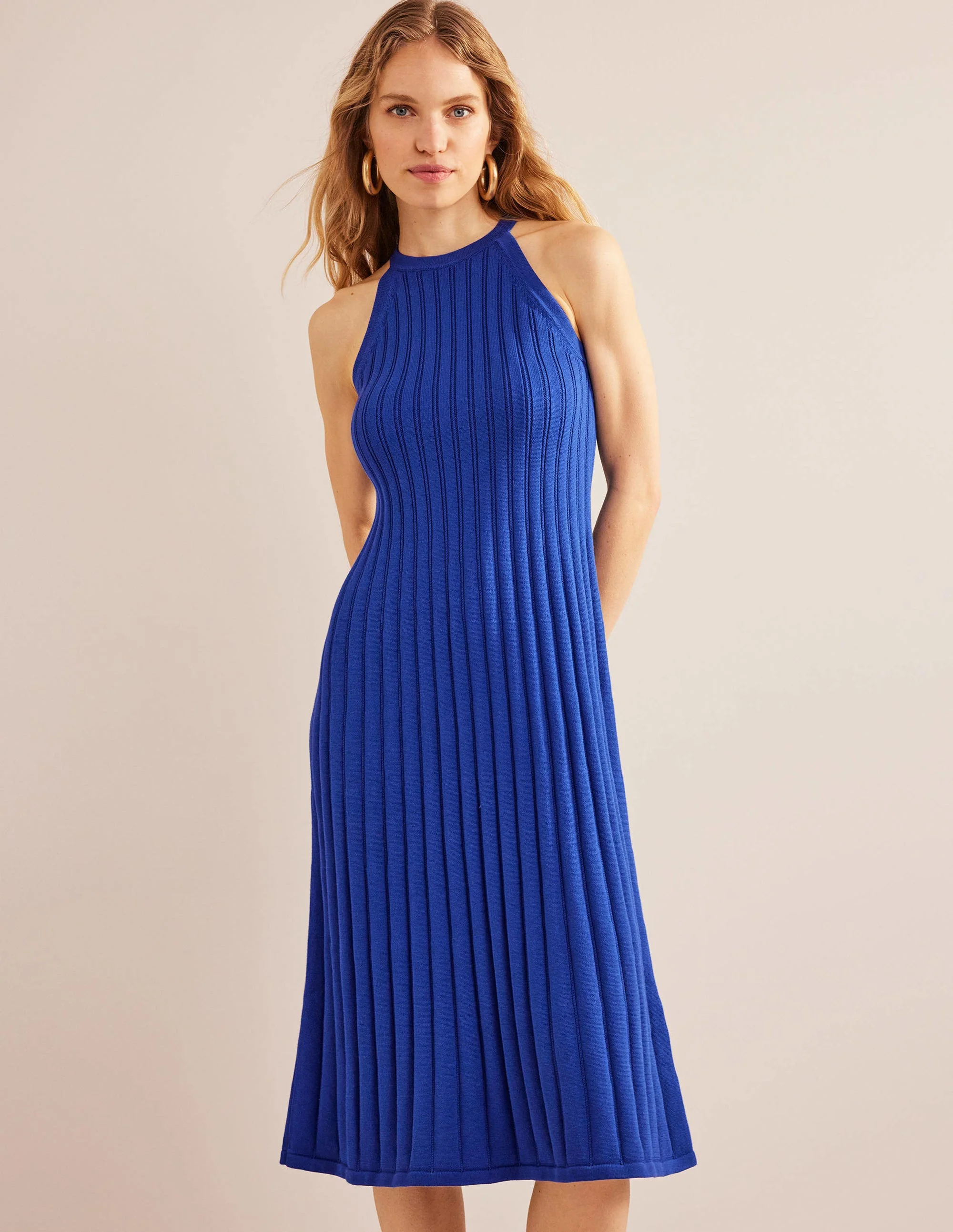 Ärmelloses Strick-Midikleid-Saphirblau - Image 4