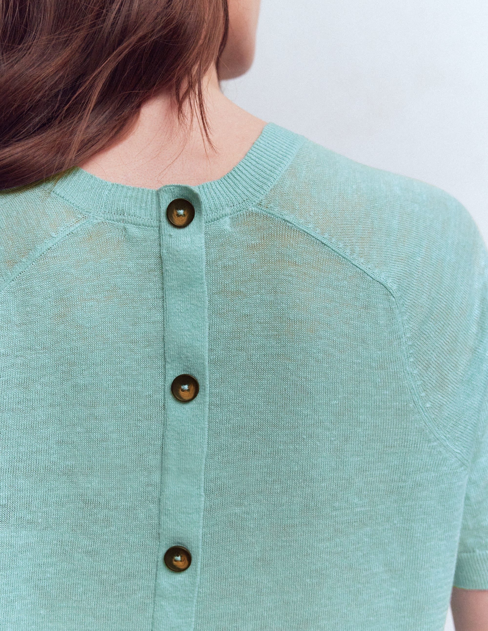 Agnes Leinen-T-Shirt mit Knopfleiste-Meeresdunst Blau - Image 2