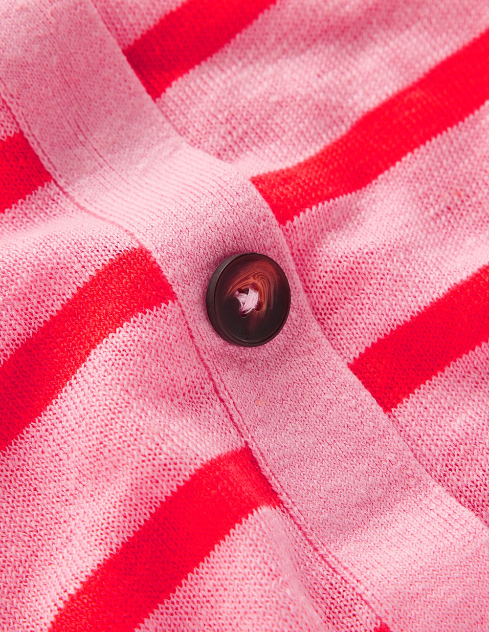 Agnes Leinen-T-Shirt mit Knopfleiste-Sonniges Korallenrot / Kirschblütenrosa - Image 6