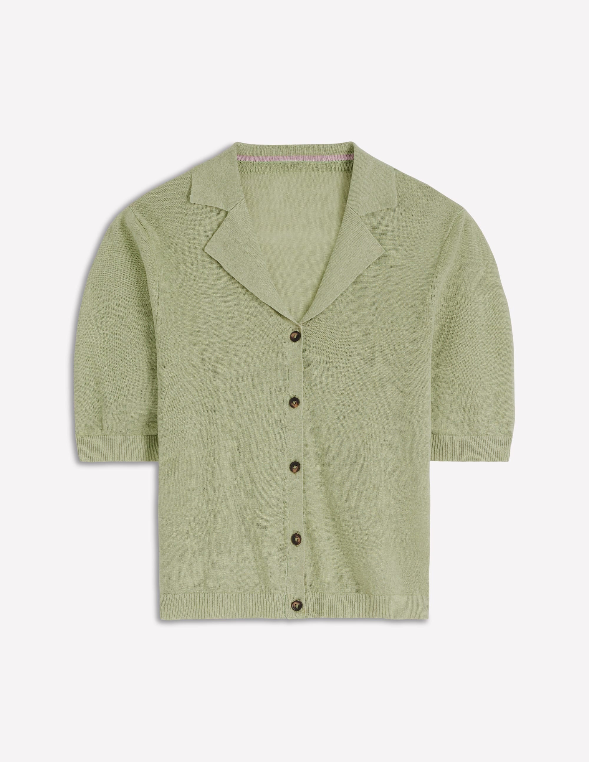 Agnes Leinenstrickjacke mit Kragen-GRÜN - Image 6