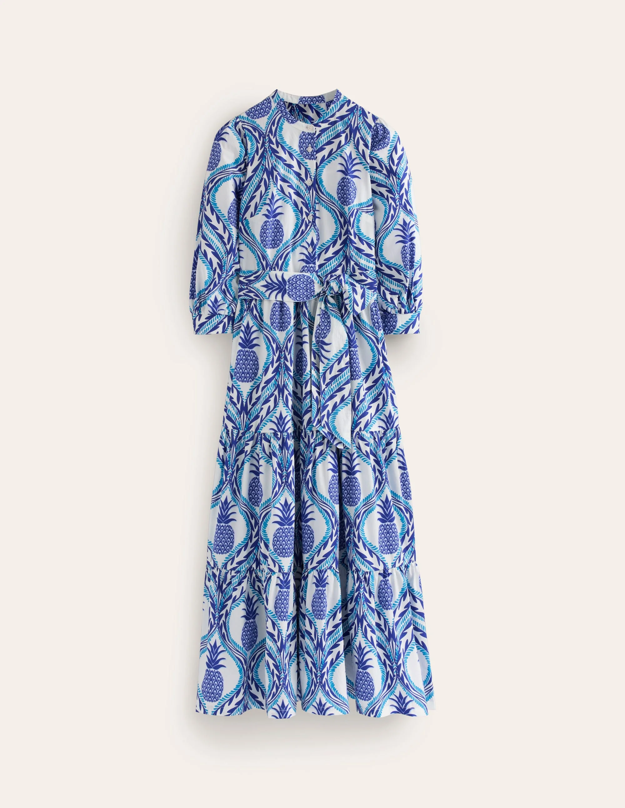 Alba Gestuftes Maxikleid aus Baumwolle-Surf The Web, Ananas Welle - Image 7