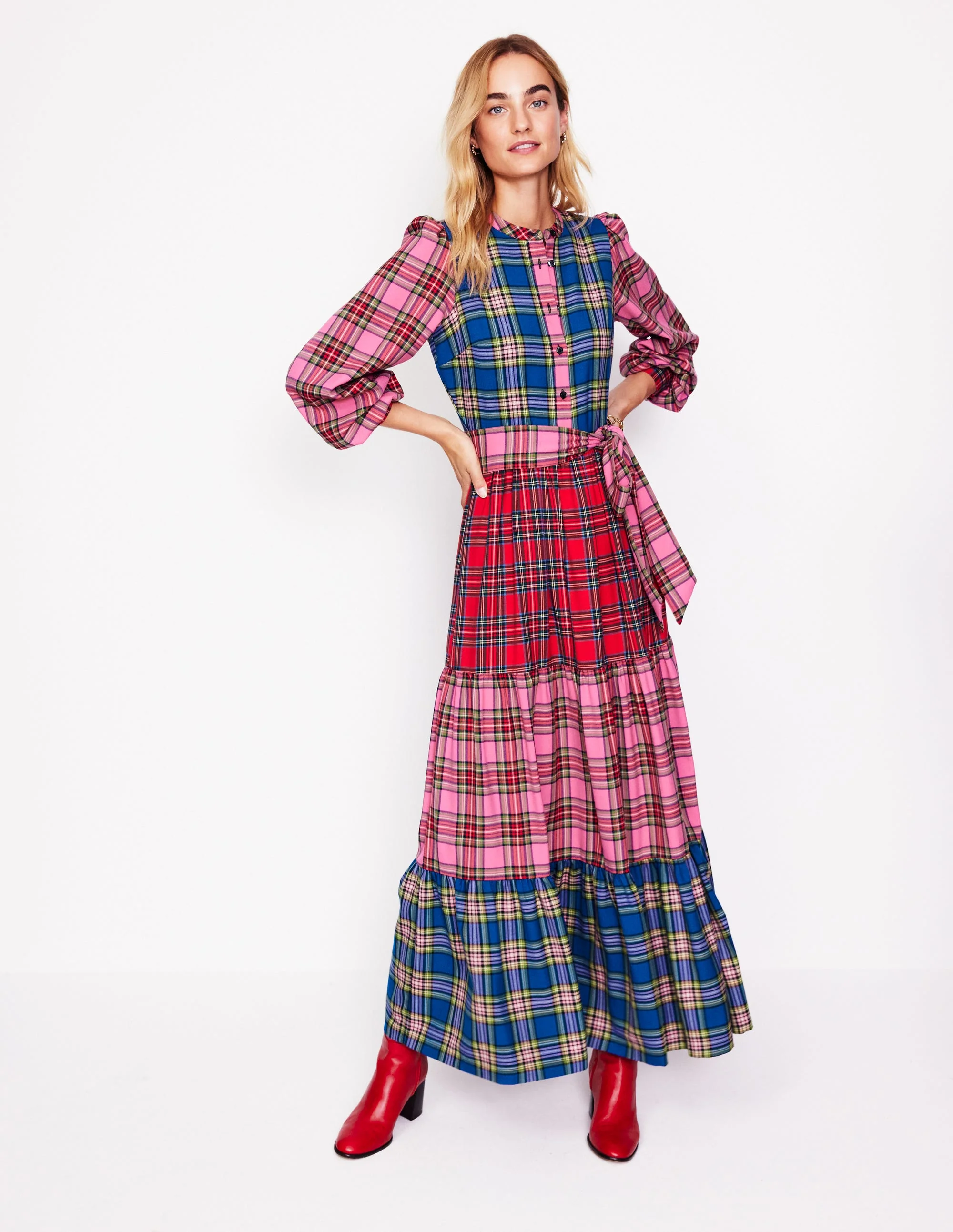 Alba Kariertes Maxikleid-Bunt Kuddelmuddel-Karo - Image 2