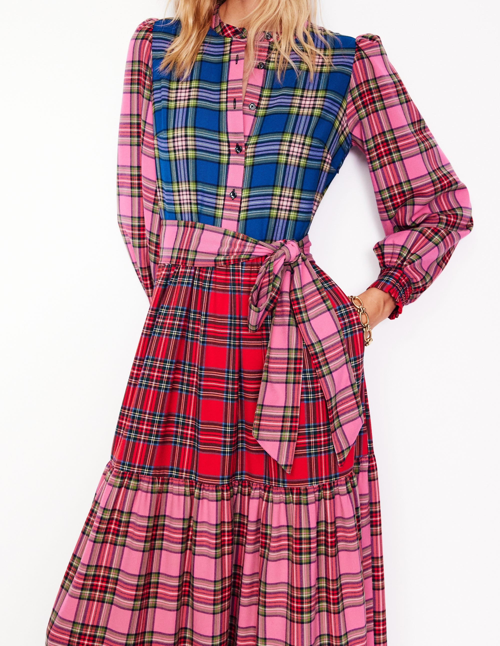 Alba Kariertes Maxikleid-Bunt Kuddelmuddel-Karo - Image 3