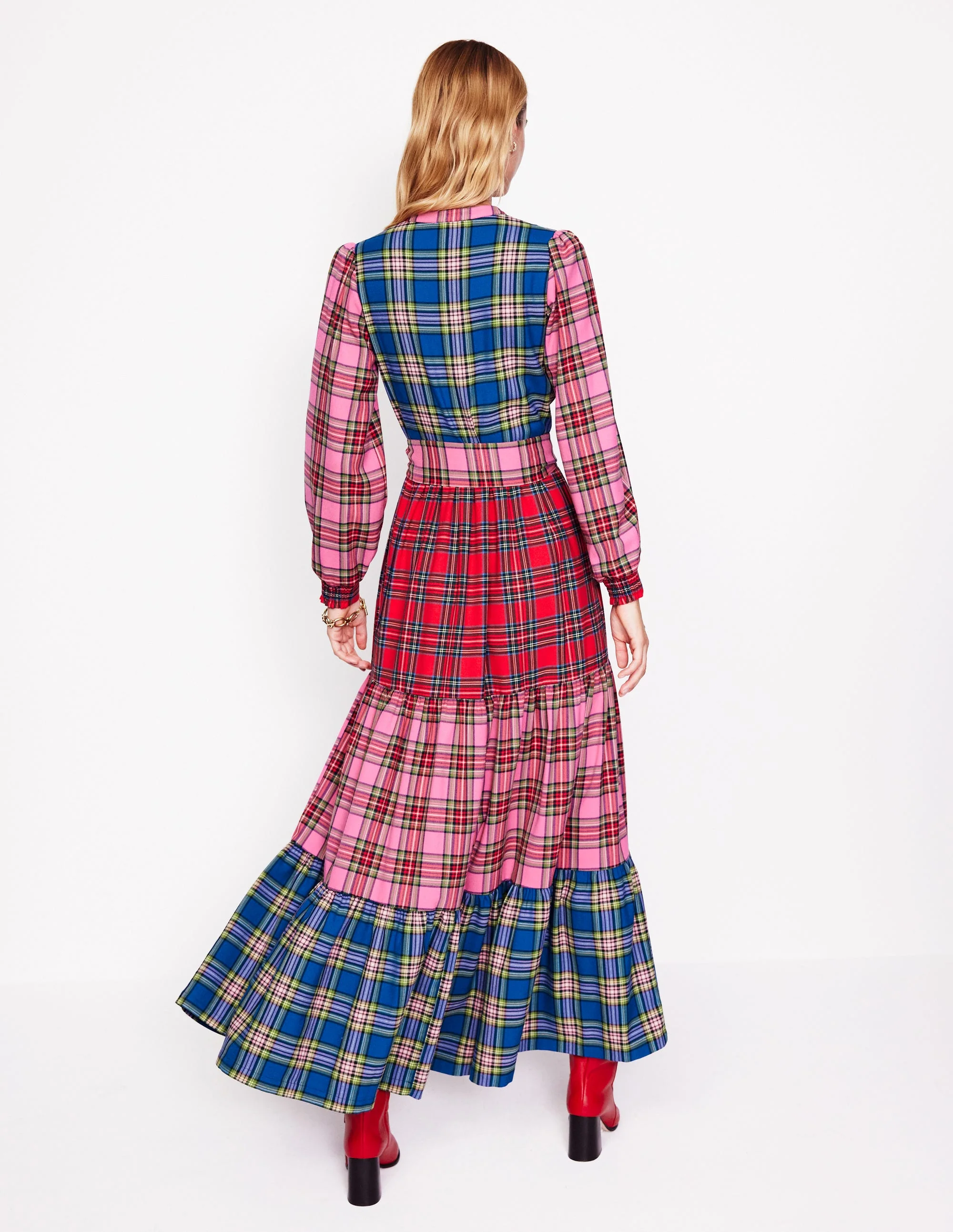 Alba Kariertes Maxikleid-Bunt Kuddelmuddel-Karo - Image 4
