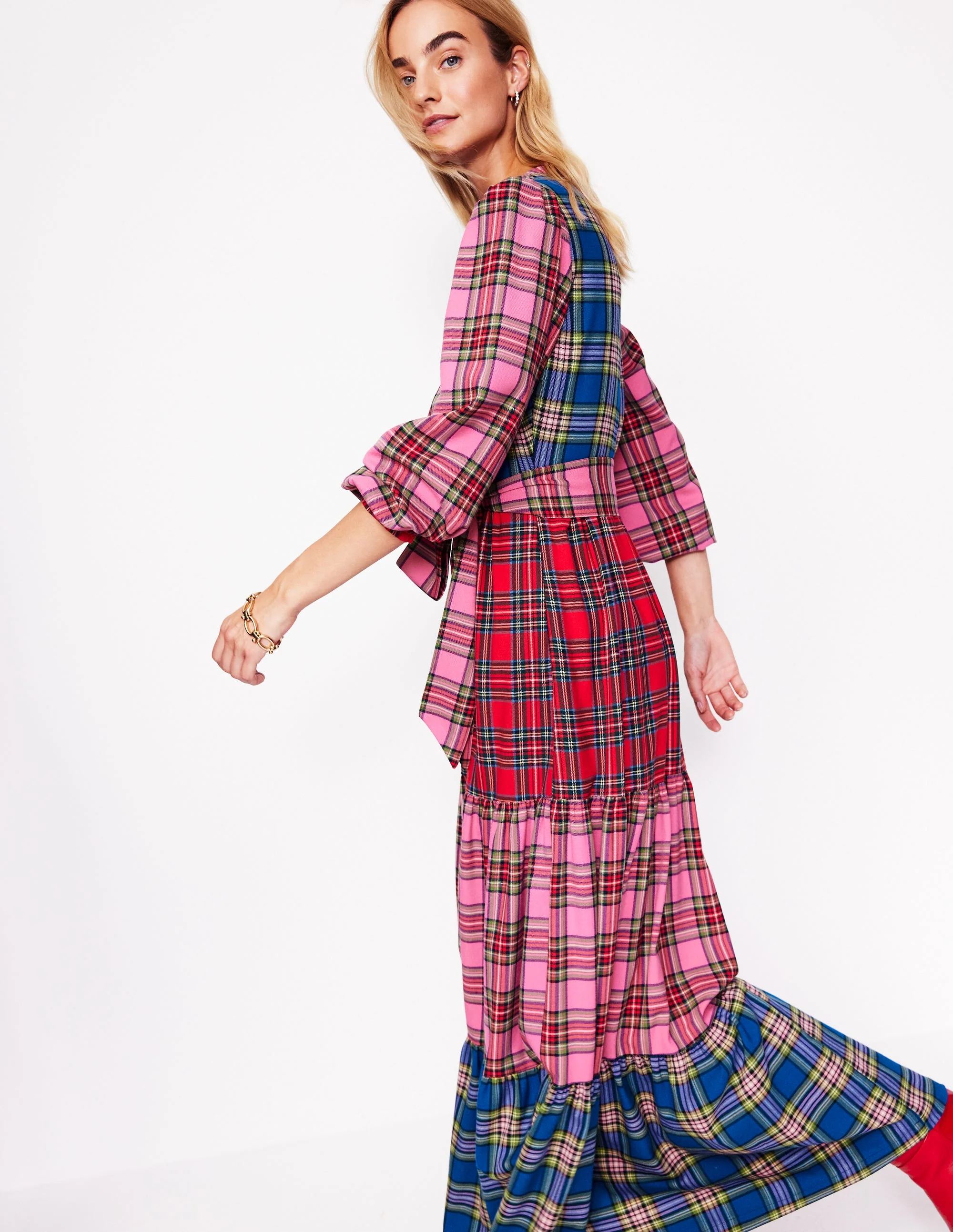 Alba Kariertes Maxikleid-Bunt Kuddelmuddel-Karo - Image 5
