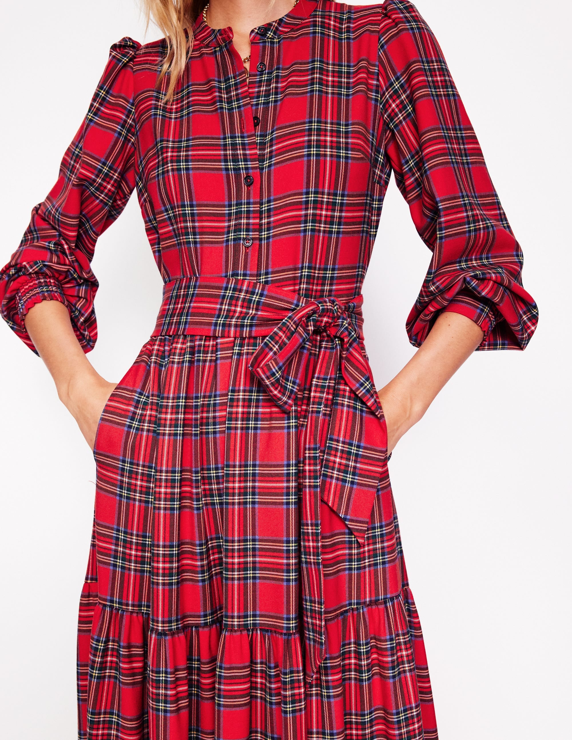 Alba Kariertes Maxikleid-Rot und Blau, Kariert - Image 2
