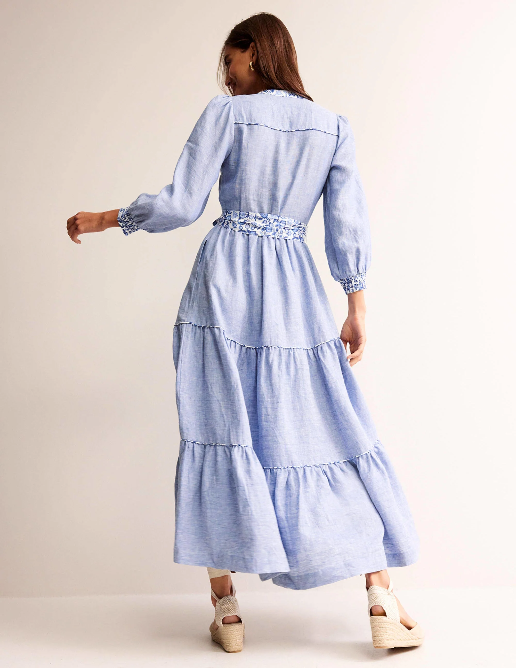 Alba Maxi-Chambray-Kleid-Faux-Uni - Image 3