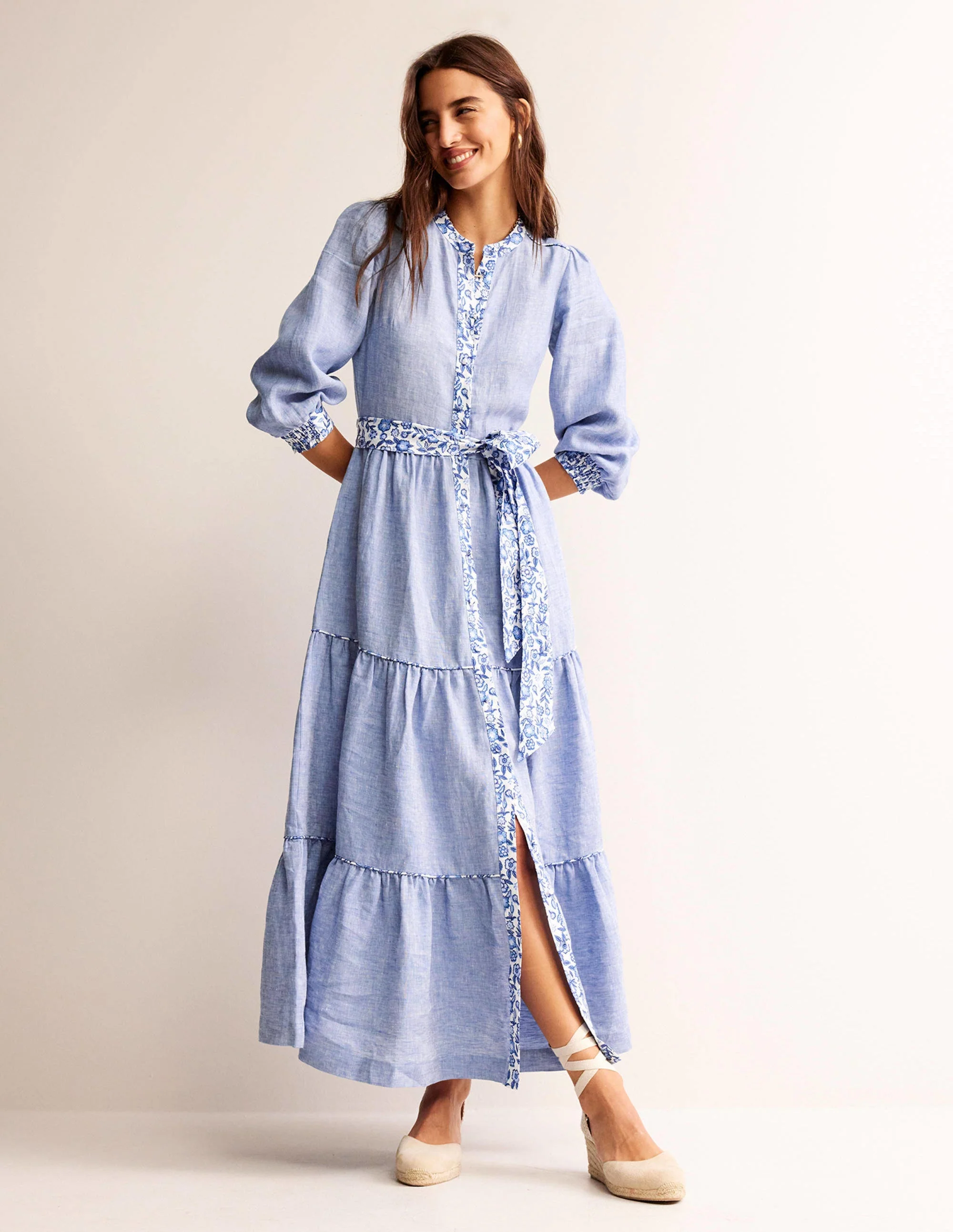 Alba Maxi-Chambray-Kleid-Faux-Uni - Image 4