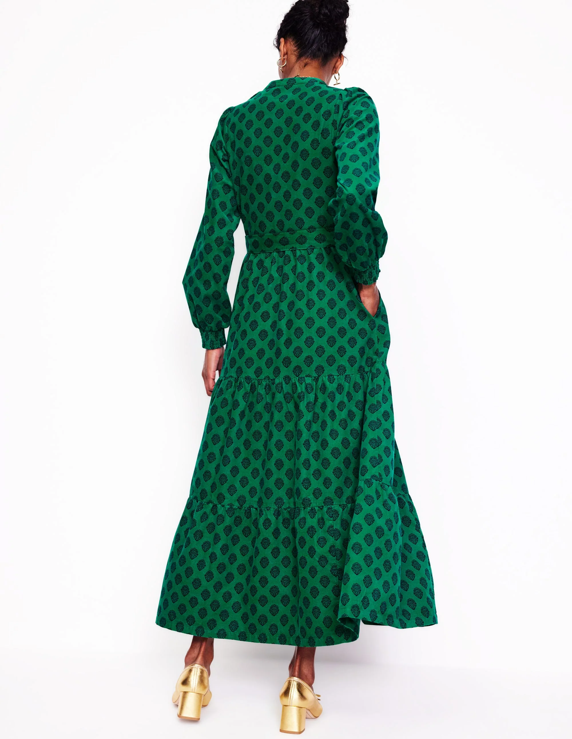 Alba Maxikleid aus Cord-Alpingrün, Dekorativer Stempel - Image 3