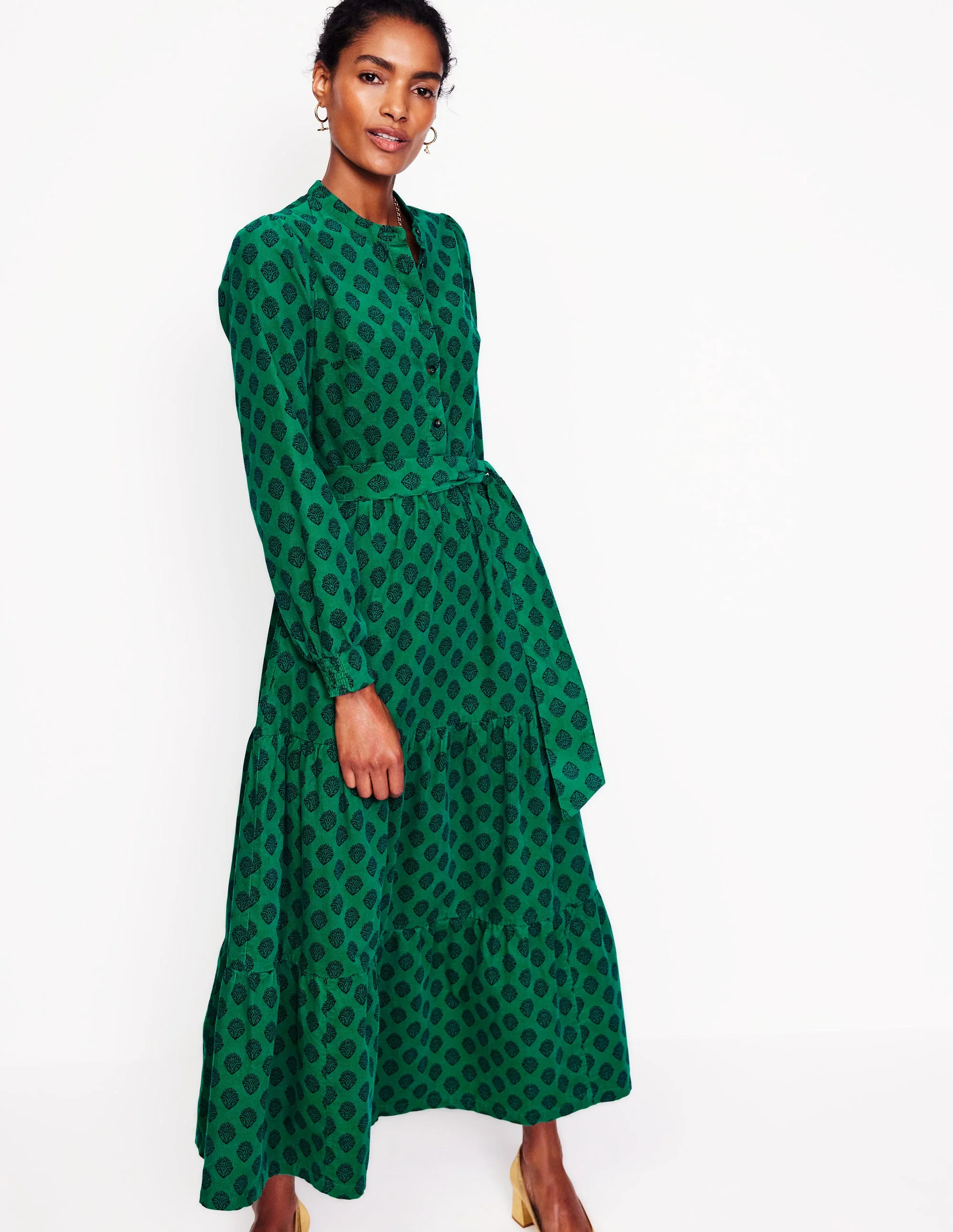 Alba Maxikleid aus Cord-Alpingrün, Dekorativer Stempel - Image 4