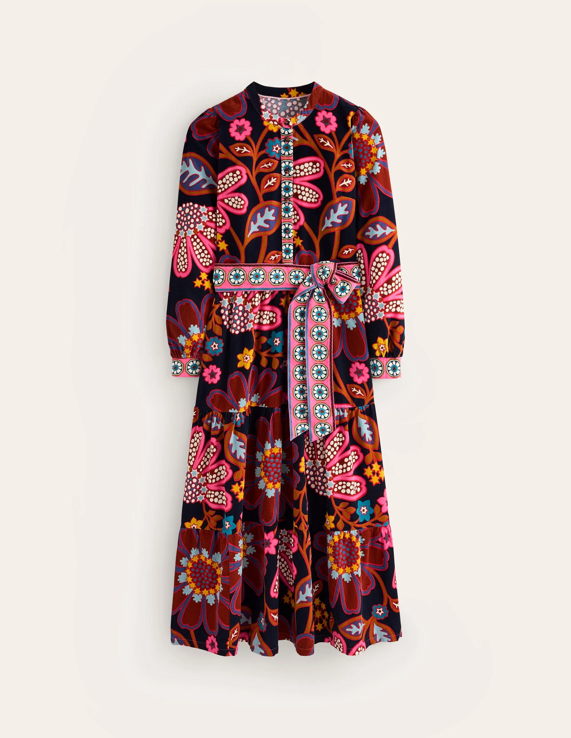 Alba Maxikleid aus Cord-Französisches Marineblau, Kosmische Wiese - Image 7