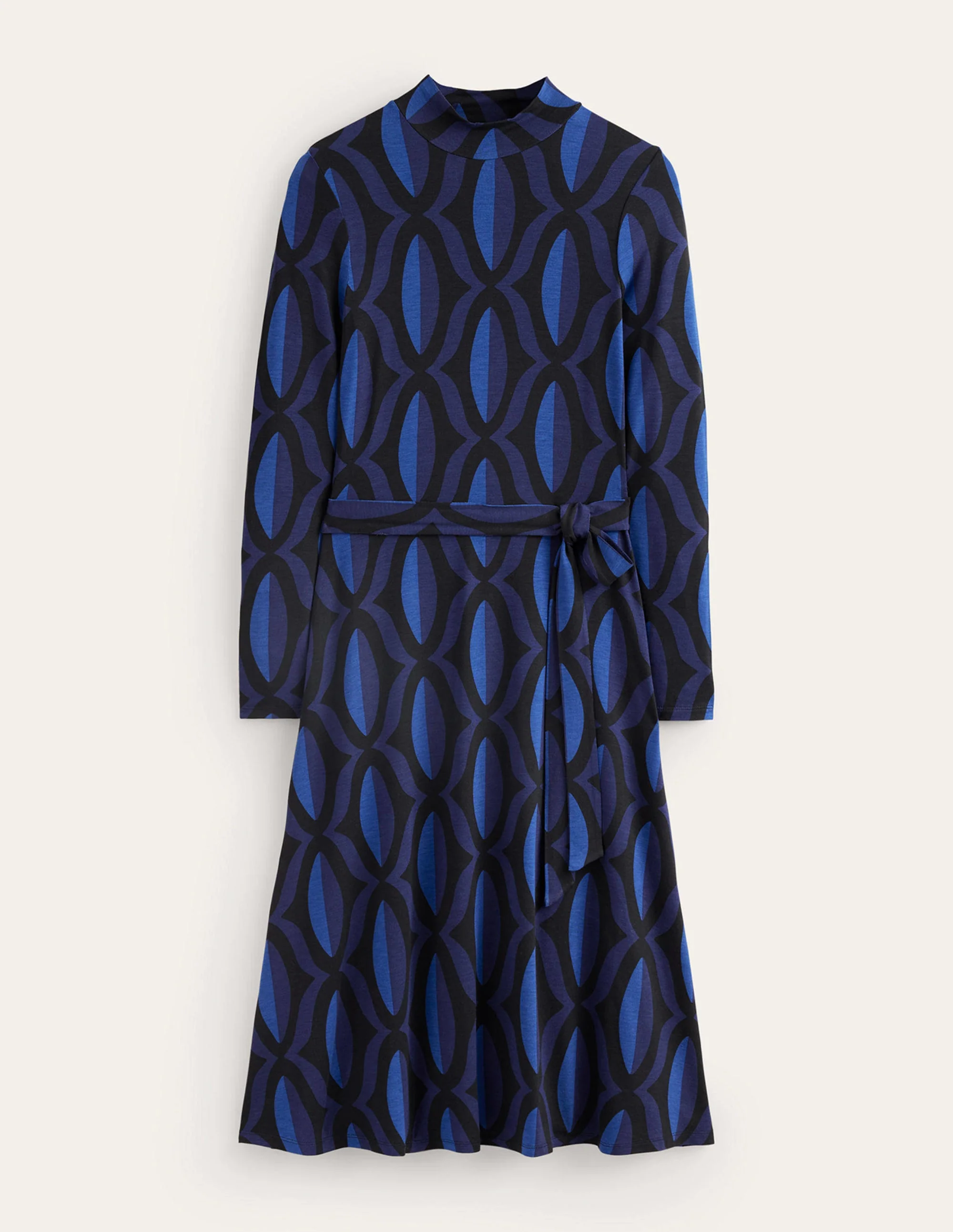 Alberta Midikleid aus Jersey-Saphirblau, Geo Valley - Image 5