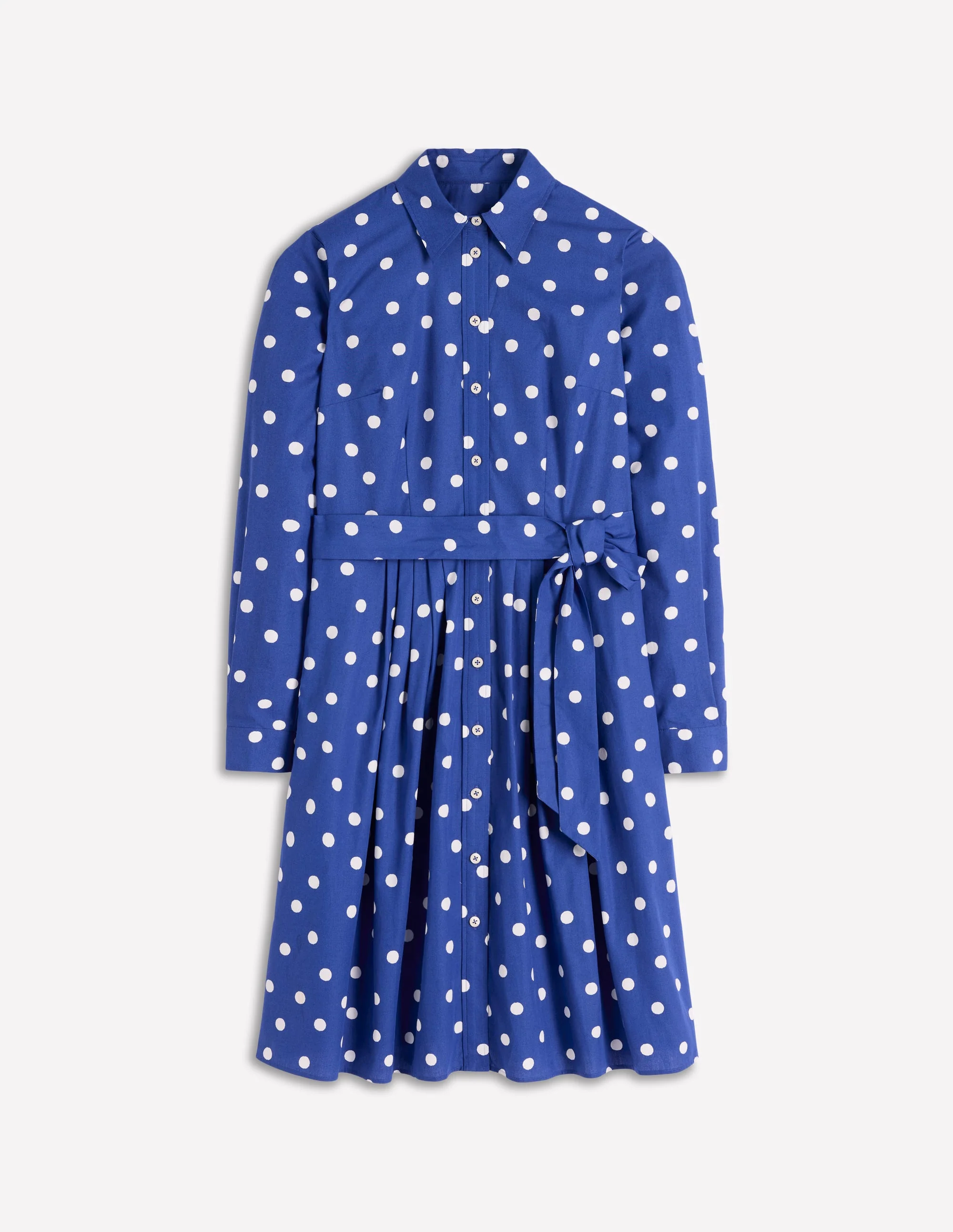 Alexa Langärmliges, kurzes Kleid-Leuchtendes Blau, Gemalte Tupfen - Image 5