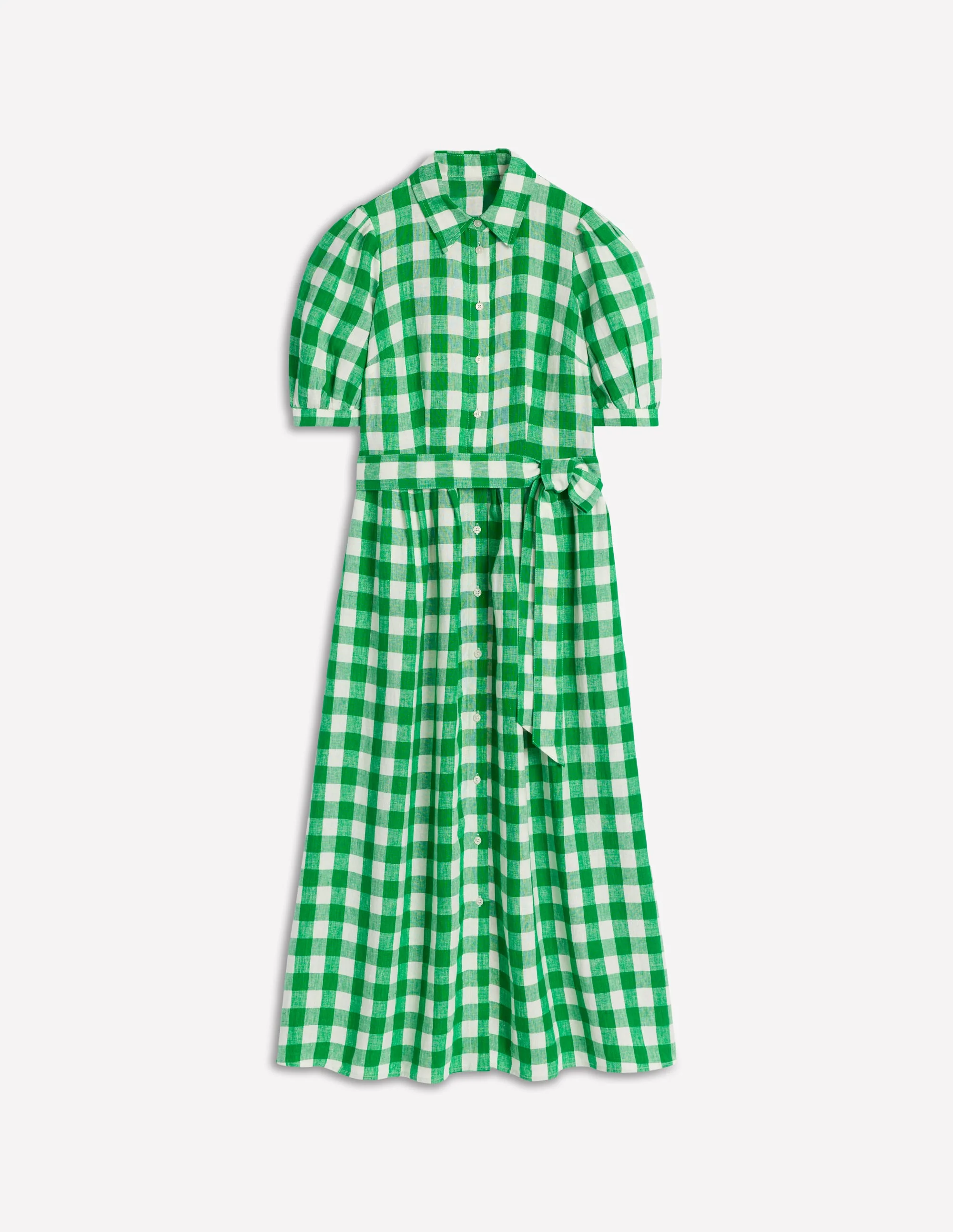 Alexa Maxi-Hemdblusenkleid aus Leinen-Sattes Smaragdgrün Vichykaro - Image 7