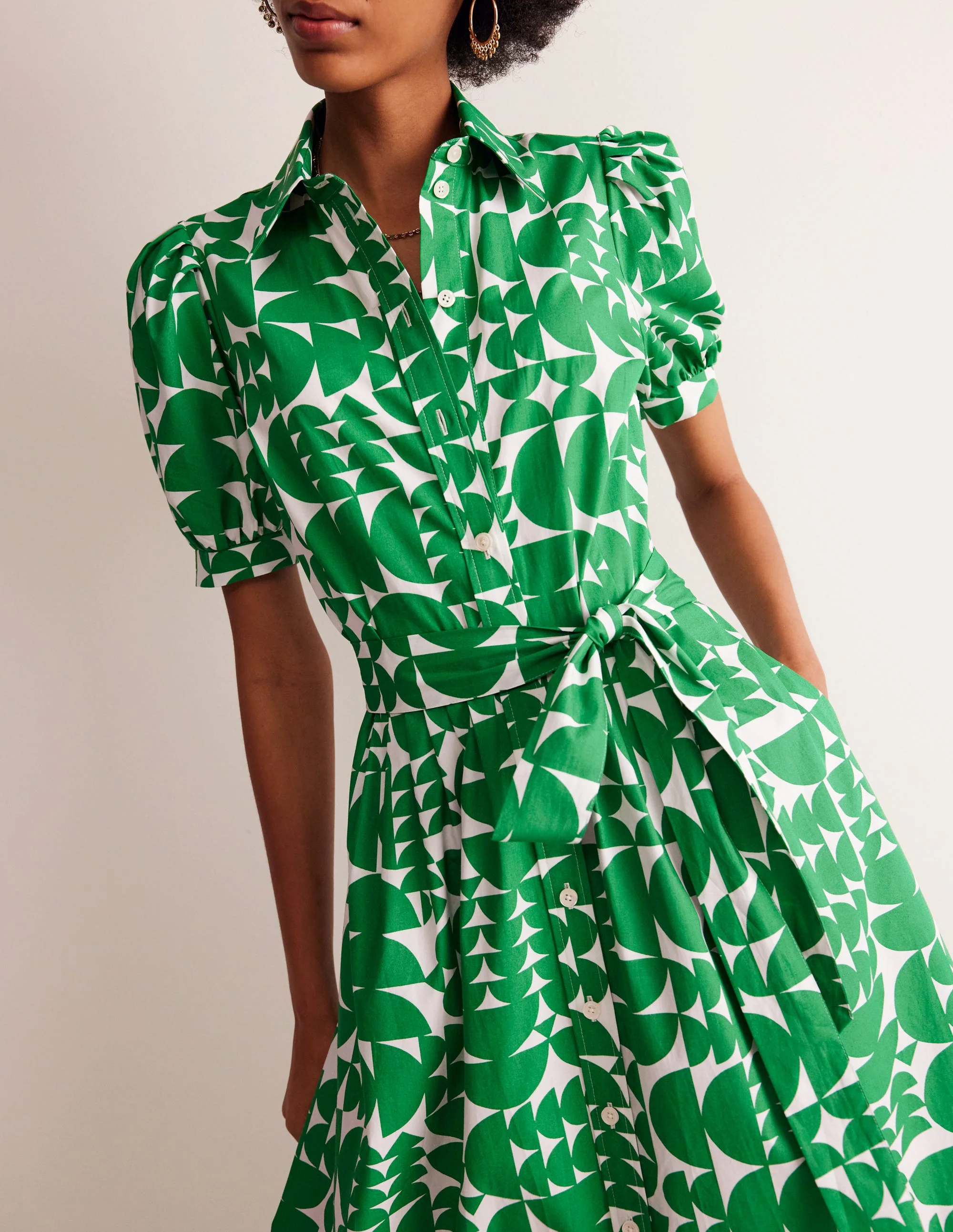 Alexa Maxi-Hemdblusenkleid-Grün, Motiv Geometric Pop - Image 2