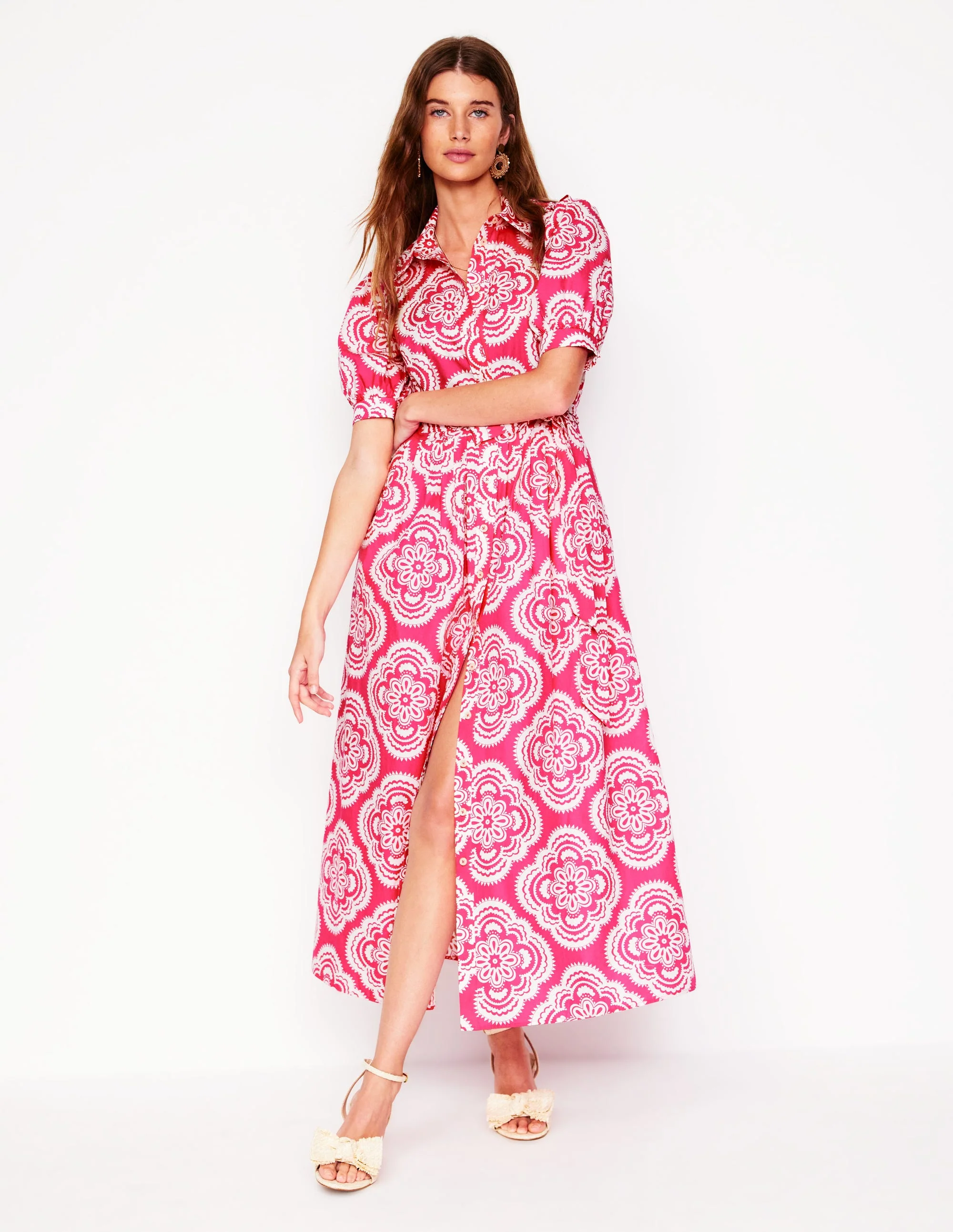Alexa Maxi-Hemdblusenkleid-Rosa Pfingstrose, Botanic Blush-Motiv - Image 5