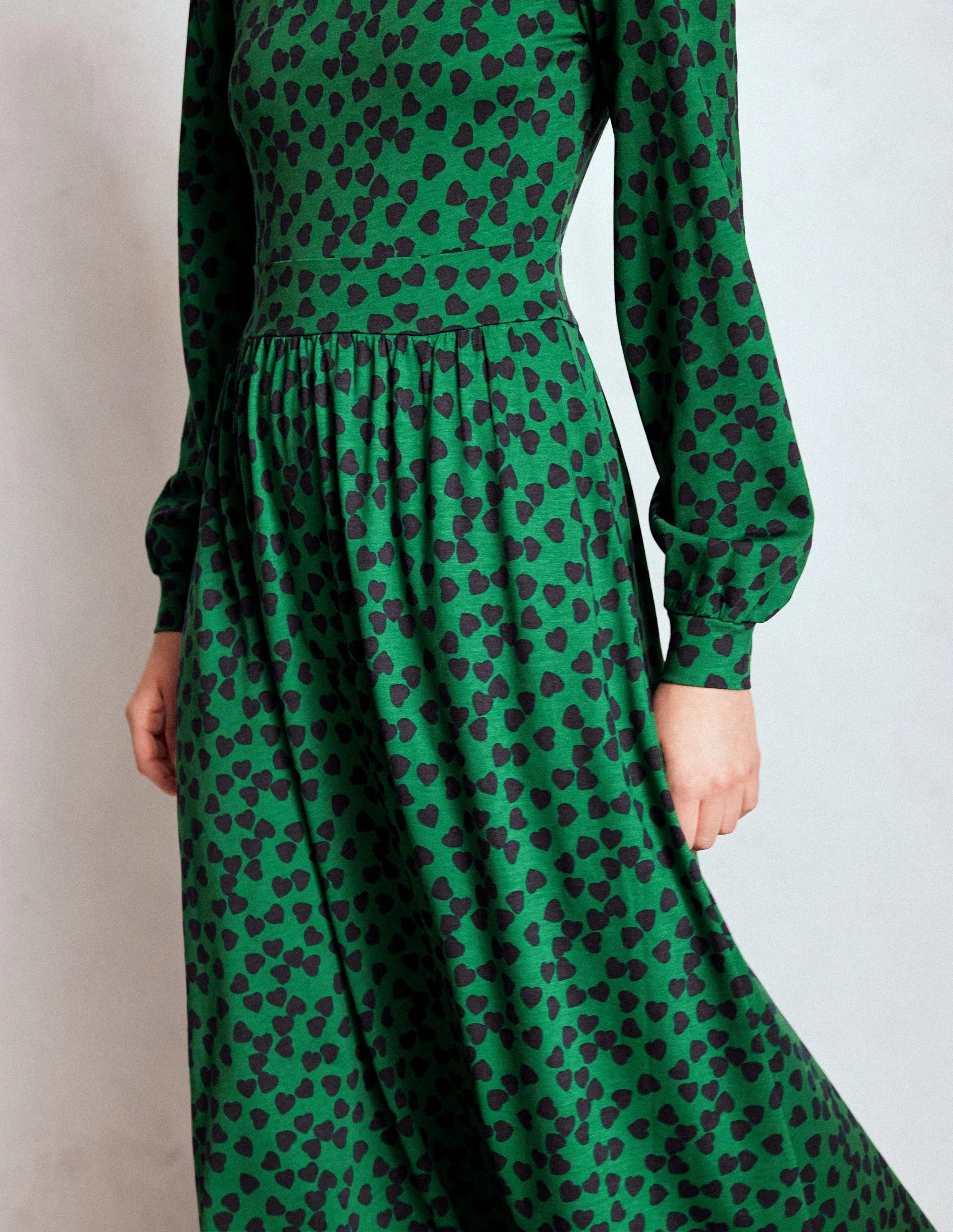 Alexandra Jersey-Midikleid-Französisches Marineblau, Herzkaskade - Image 2