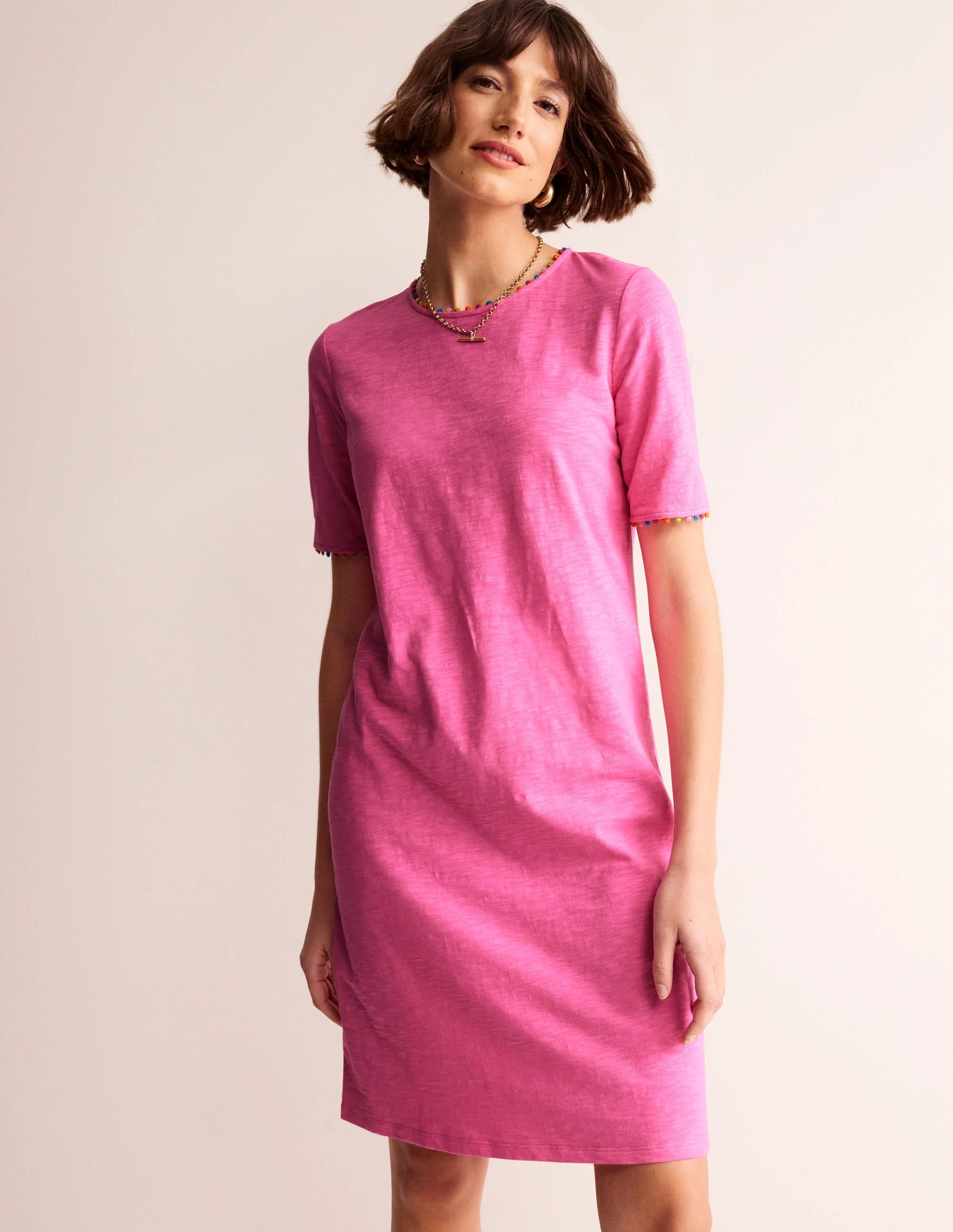 Ali Kleid mit Bommelborte-Sangria Sonnenuntergang