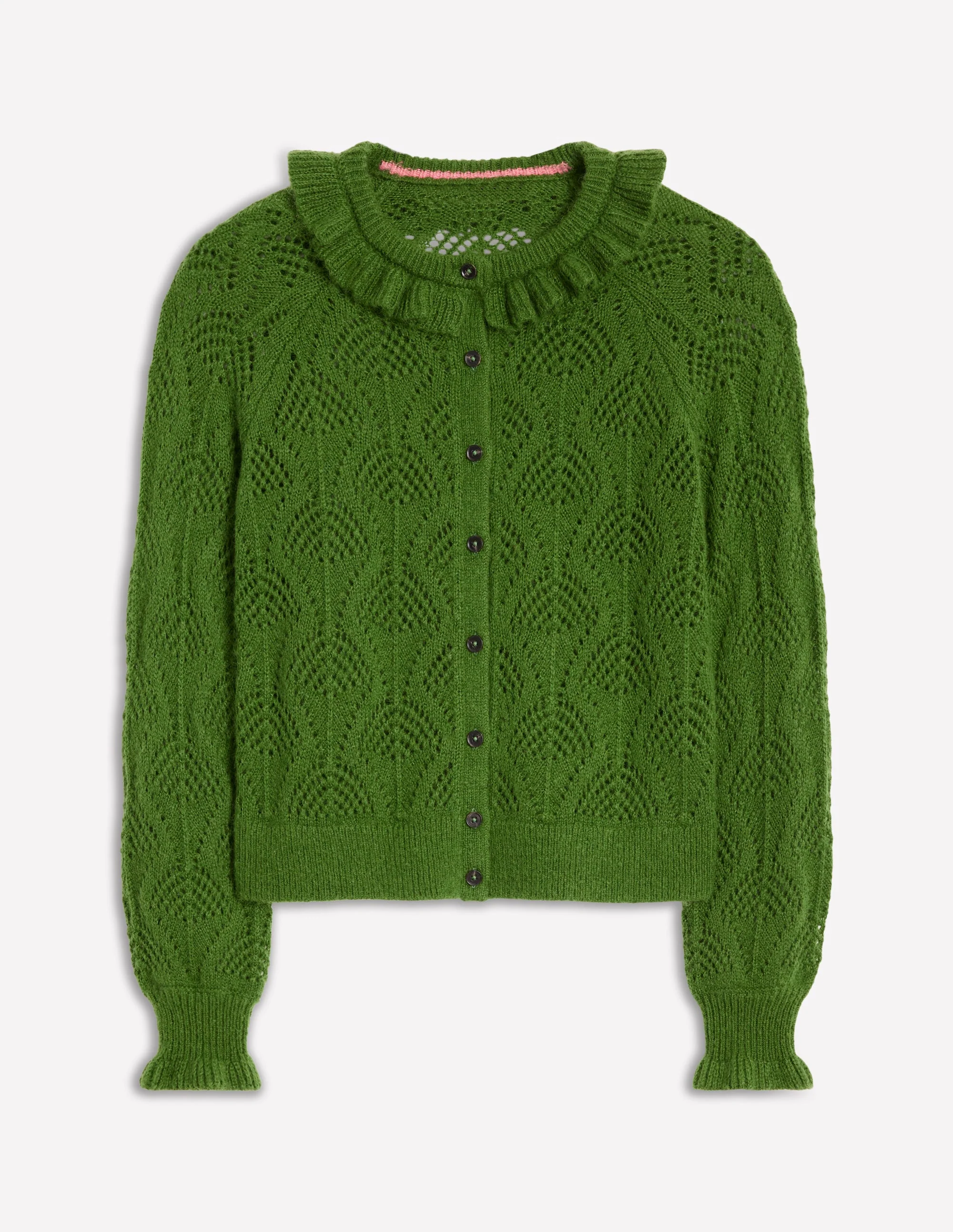 Alice Flauschige Strickjacke mit Ziernaht-Promenadengrün - Image 6