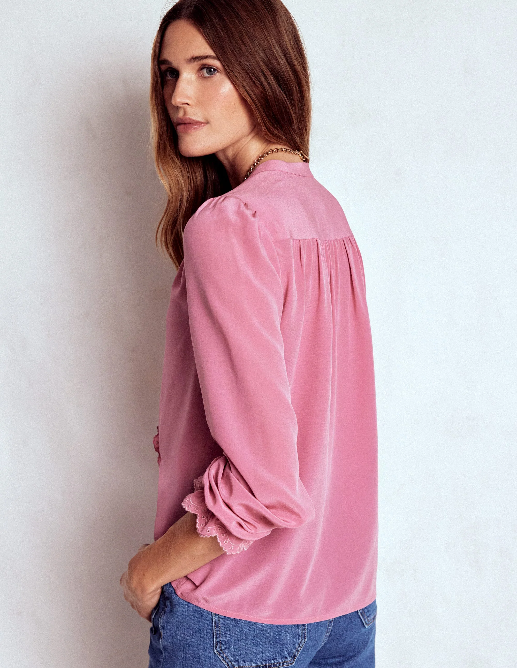 Alice Seidenoberteil mit Rüschen vorn-Rosa Heide - Image 3