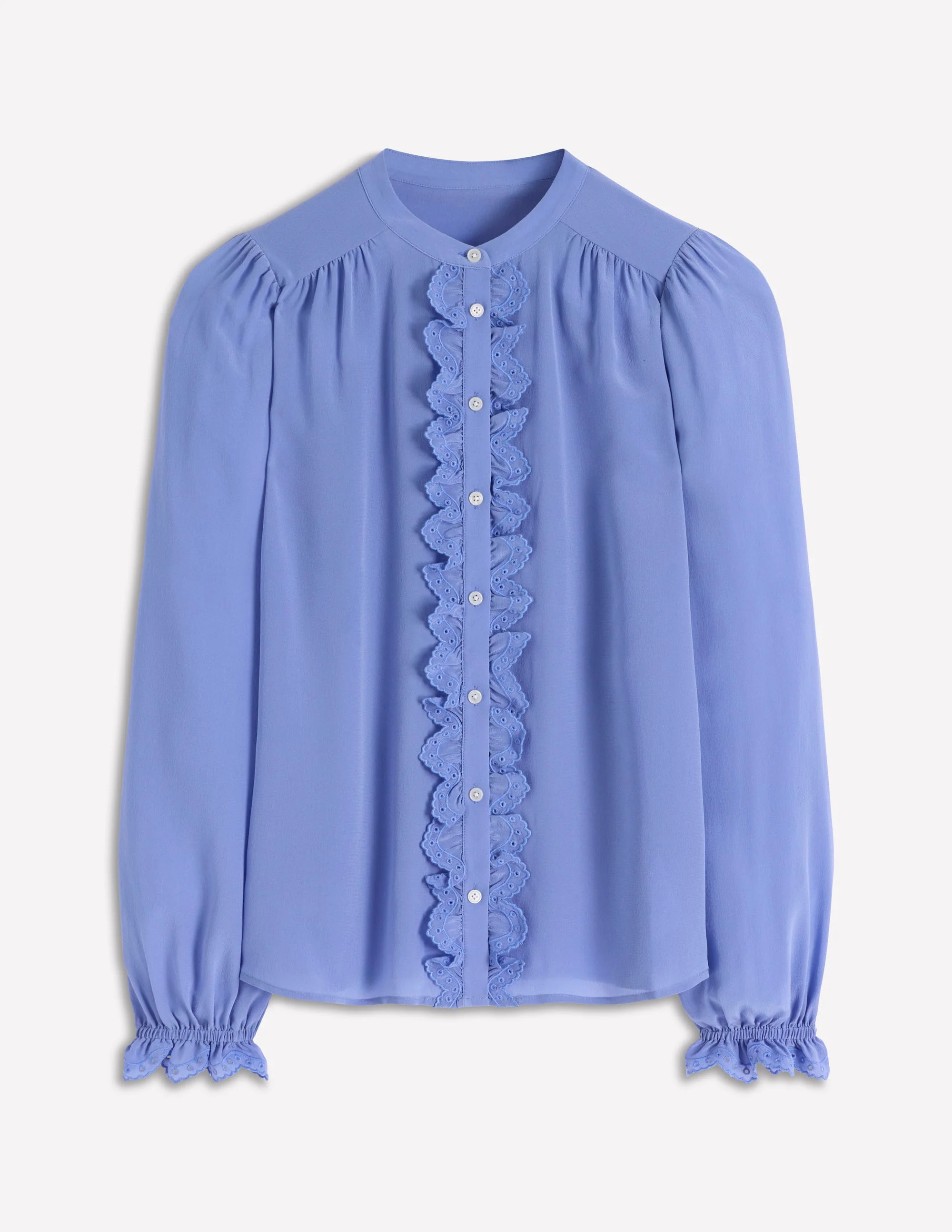 Alice Seidenoberteil mit Rüschen vorn-Sanftes Blau Lochstickerei - Image 5