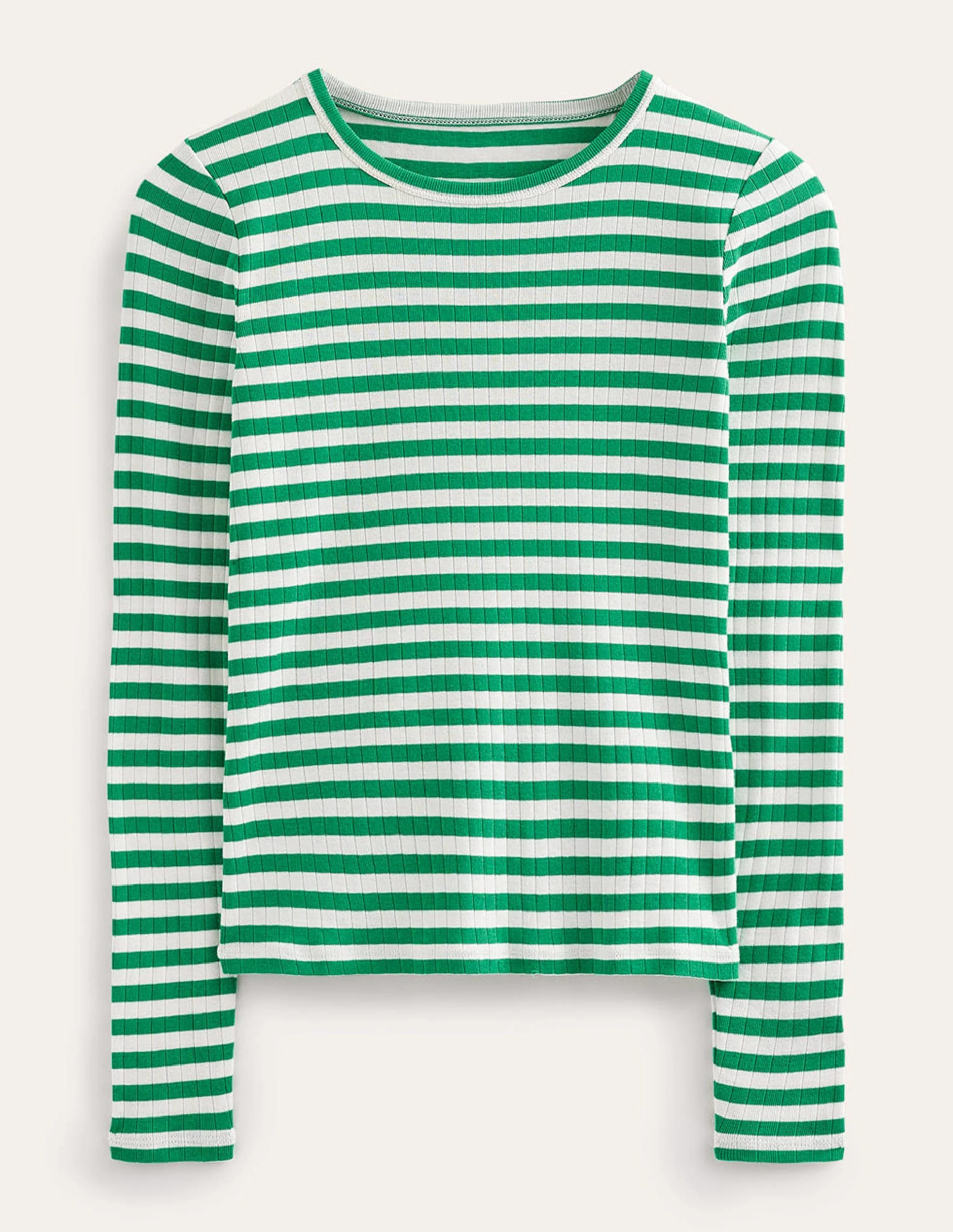 Alice T-Shirt mit Rippstruktur-Wiesengrün, Naturweiß Gestreift - Image 6