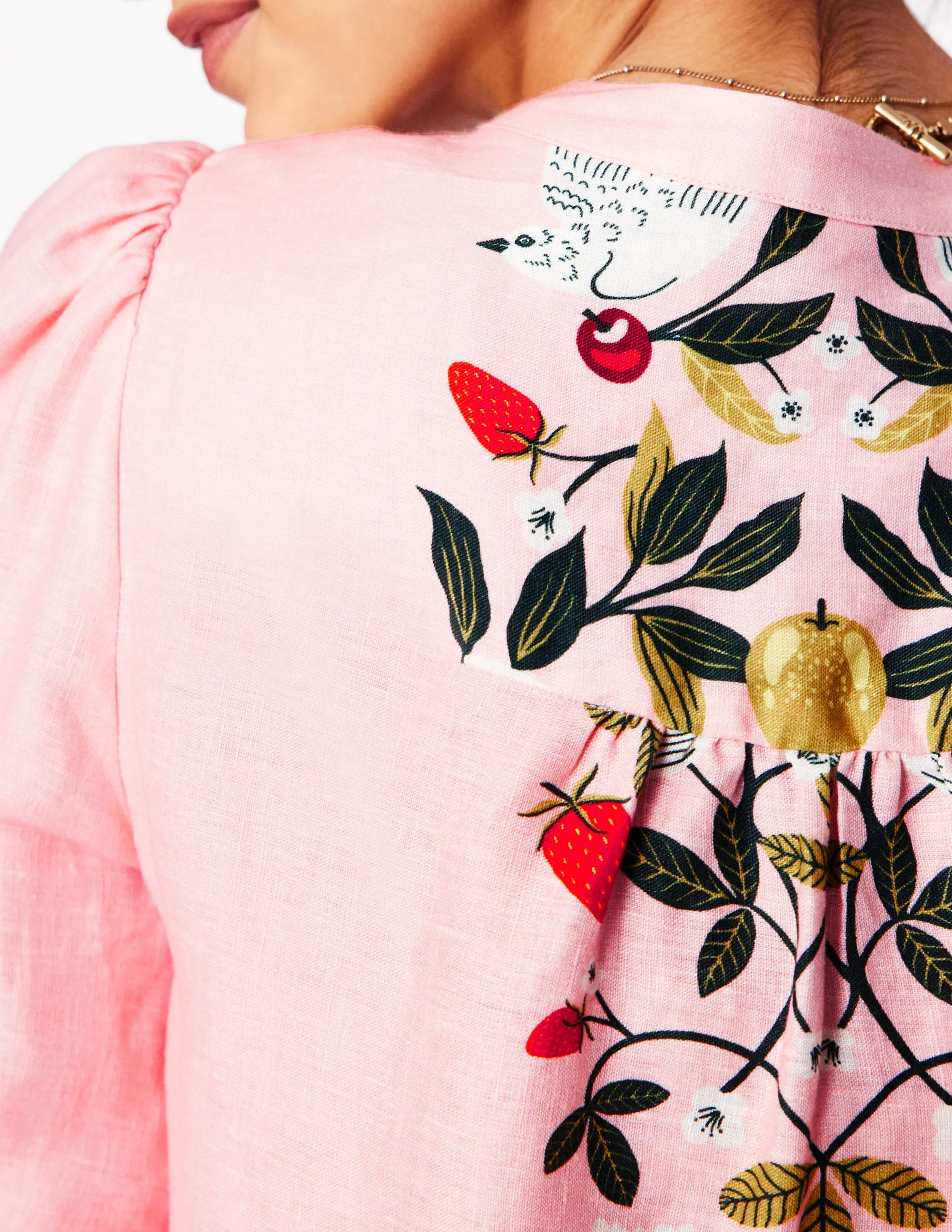 Alicia Oberteil aus Leinen-Provence-Pink, Vogelparadies - Image 3