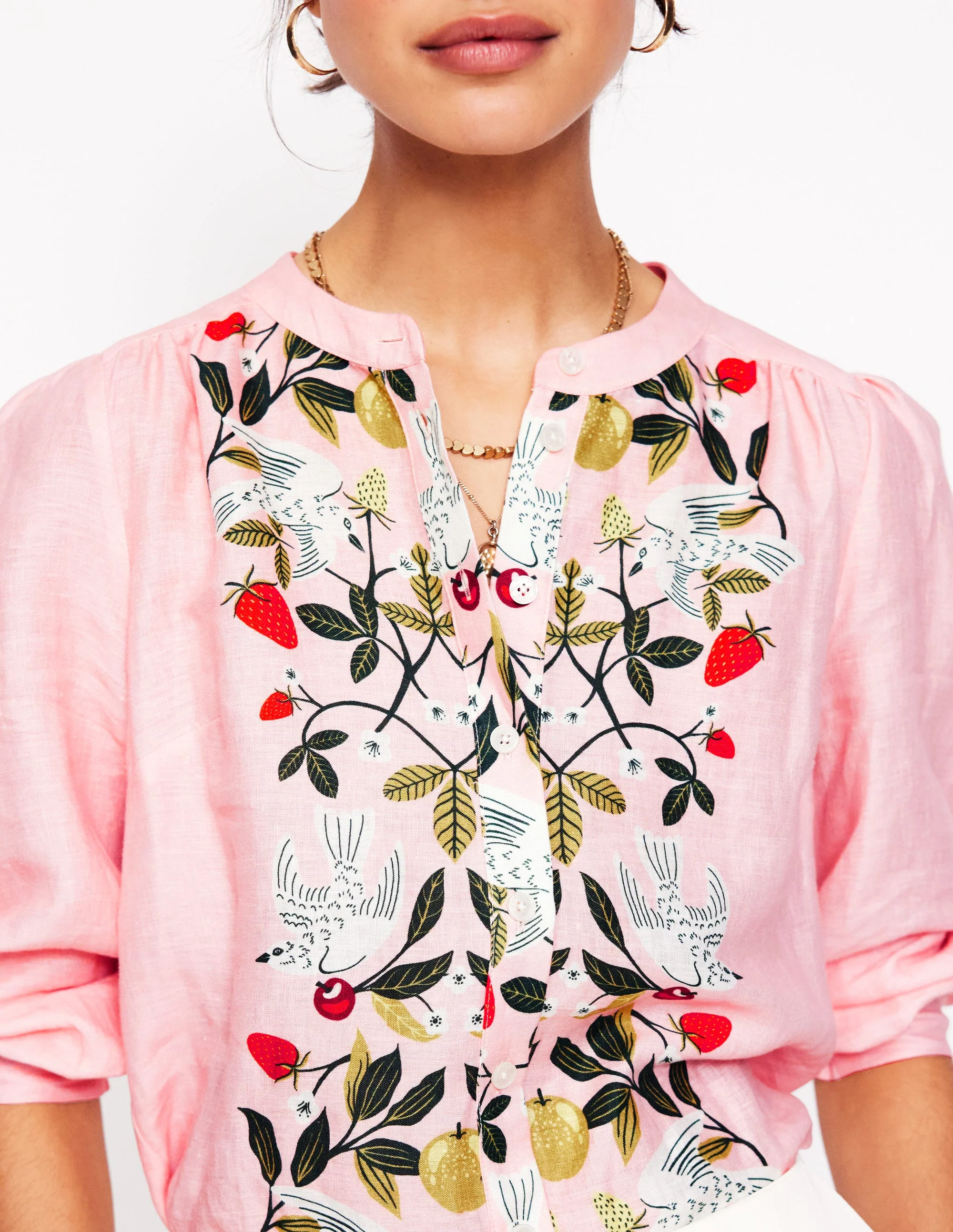 Alicia Oberteil aus Leinen-Provence-Pink, Vogelparadies - Image 6