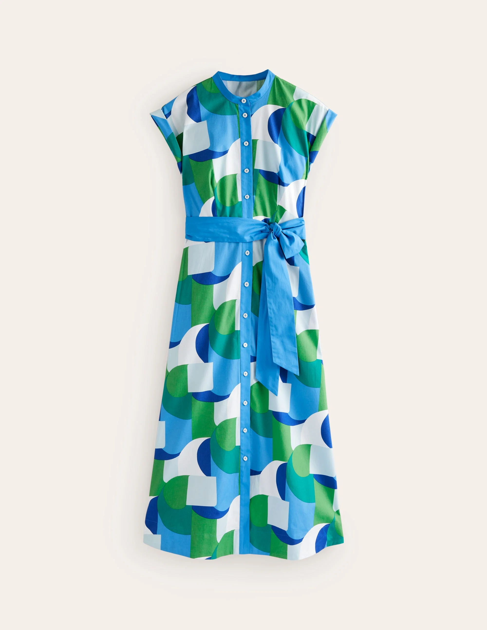 Amanda Hemdblusenkleid in Midilänge aus Baumwolle-Bla, Geometrischer Wirbel - Image 5