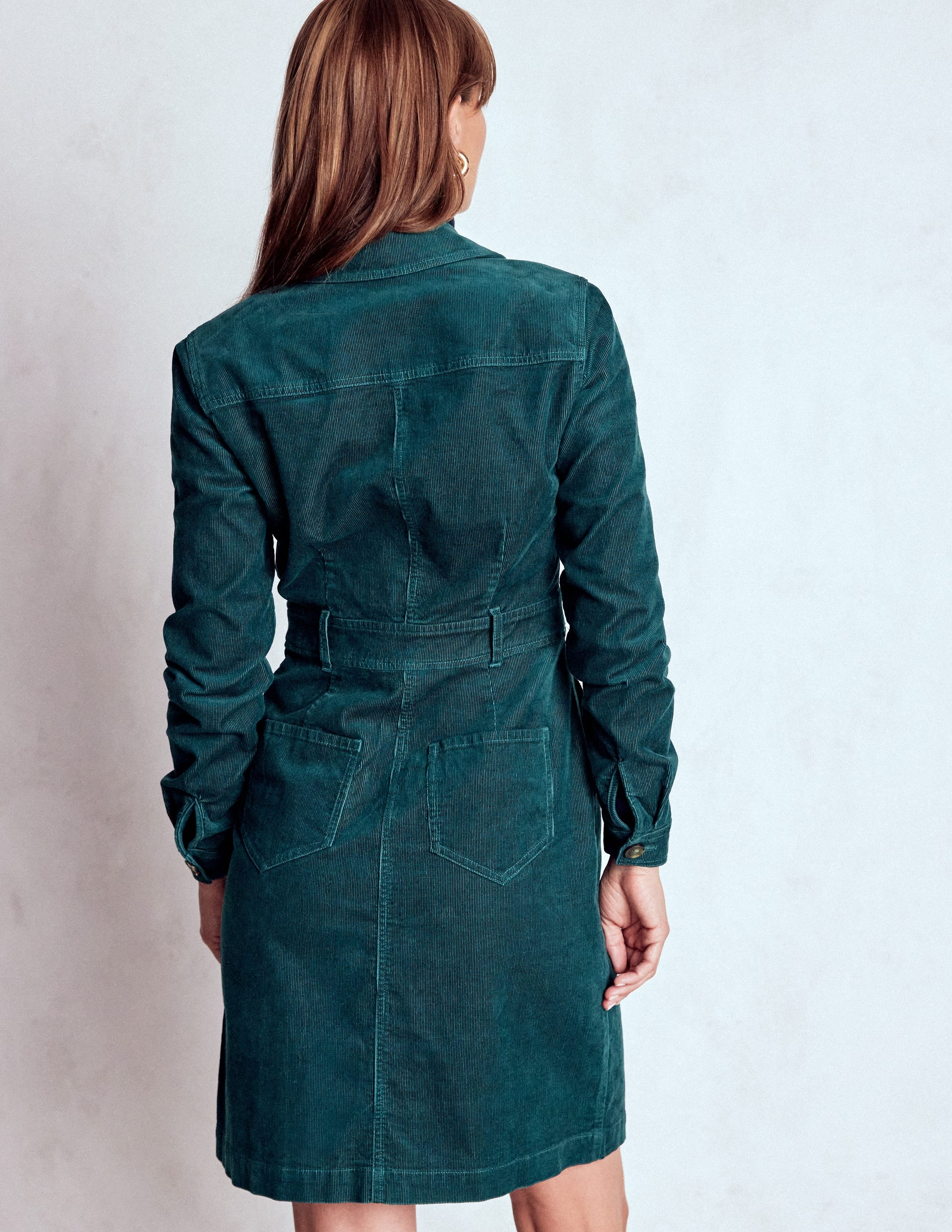 Amanda Kurzes Cordkleid-Mitternachtsblaugrün - Image 3